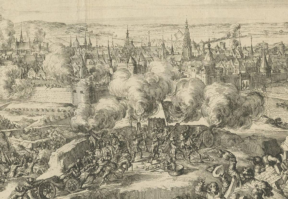 Rare Print of the Siege of Doornik Between the English and French Armies, c.1680