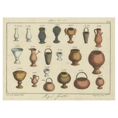 Rara stampa di tipi di vasi anglosassoni in argento, oro e ceramica, 1810