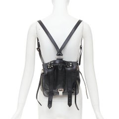 rare PROENZA SCHOULER PS1 black textured leather silver hardware small backpack