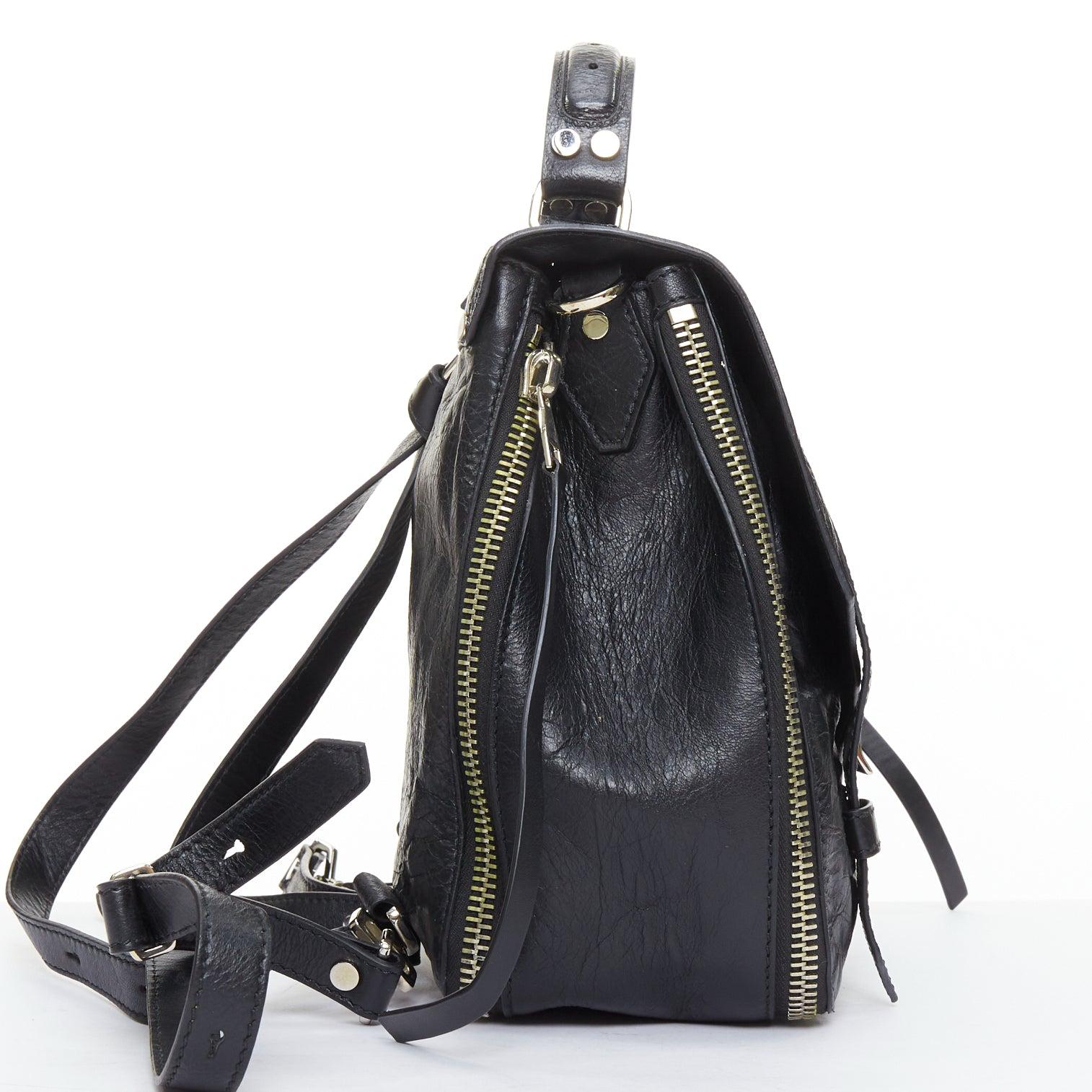 seltener PROENZA SCHOULER PS1 schwarzes strukturiertes Leder silberne Hardware kleiner Rucksack (Schwarz) im Angebot