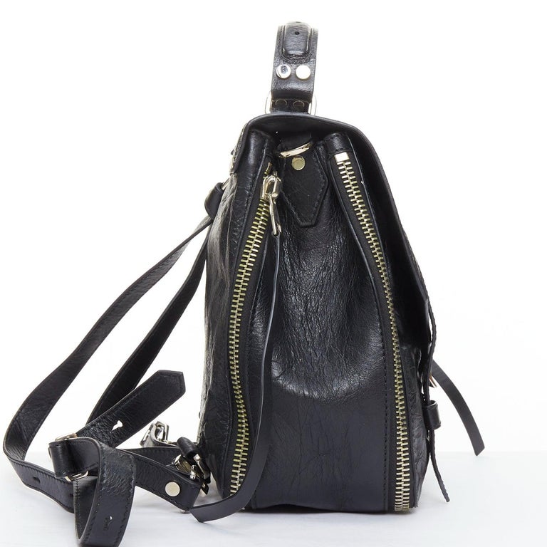 rare PROENZA SCHOULER PS1 black textured leather silver  display picture 2