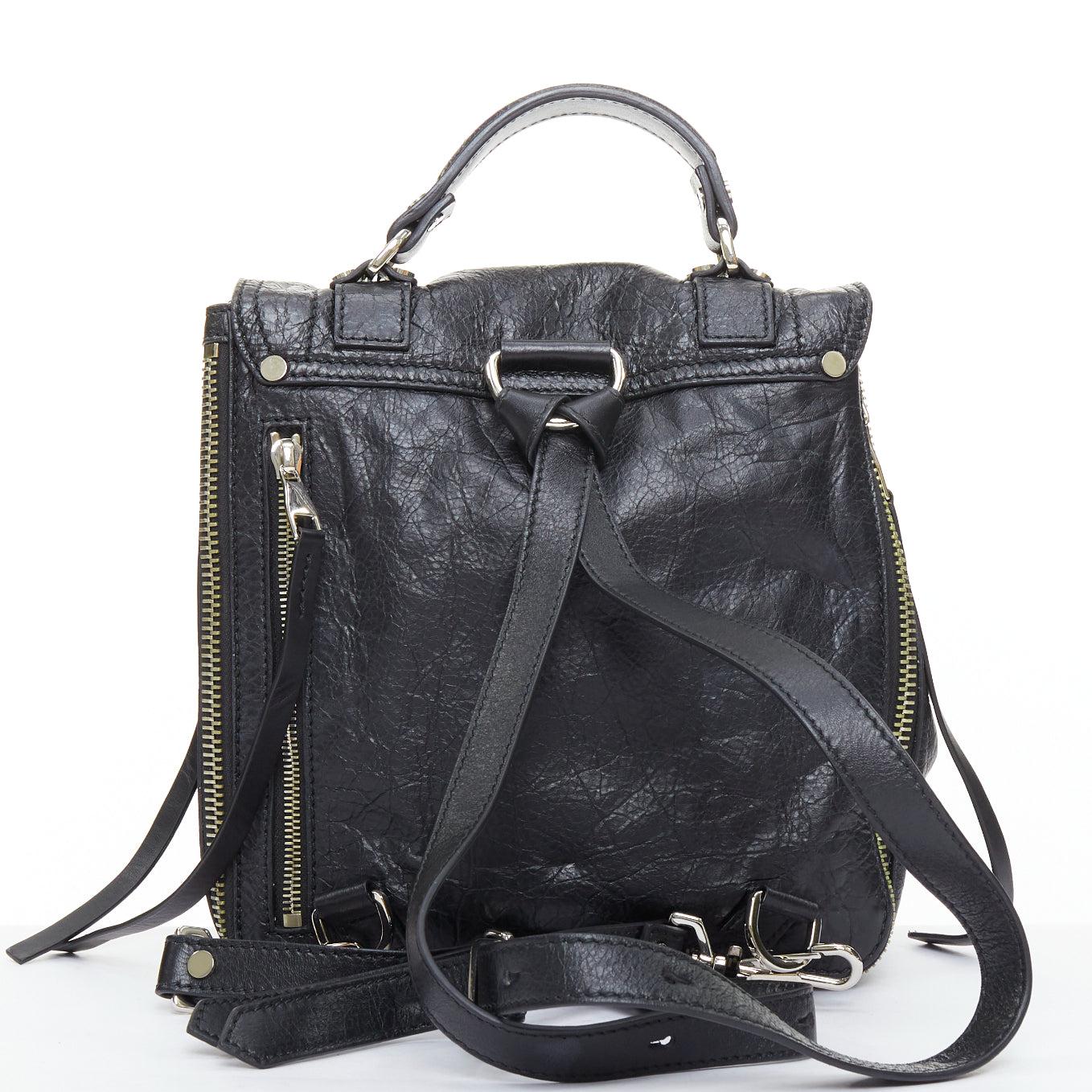 seltener PROENZA SCHOULER PS1 schwarzes strukturiertes Leder silberne Hardware kleiner Rucksack im Zustand „Gut“ im Angebot in Hong Kong, NT