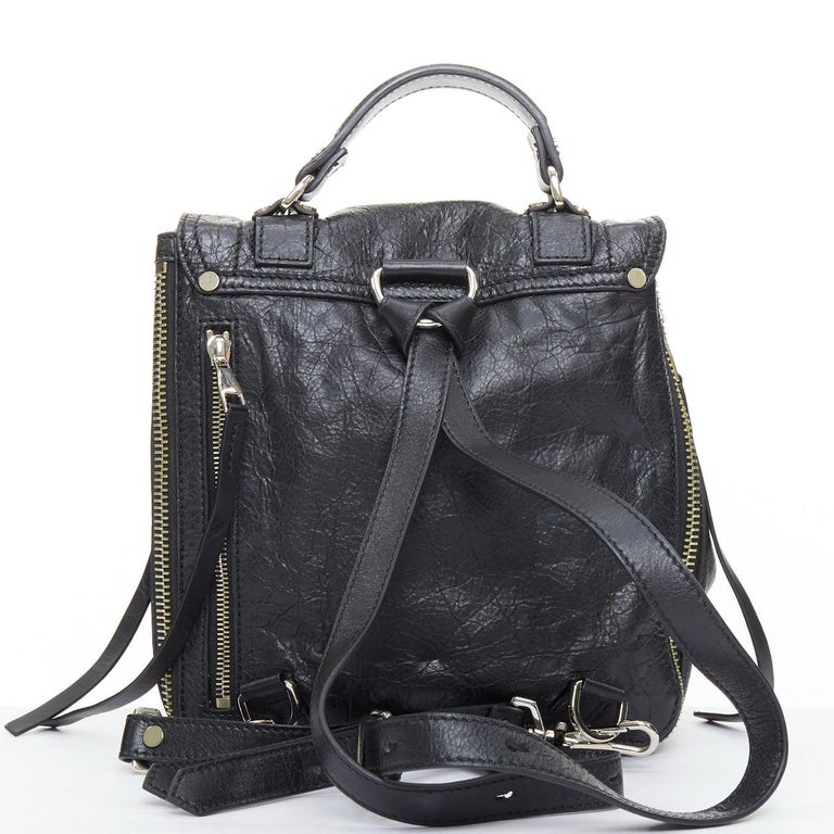 rare PROENZA SCHOULER PS1 black textured leather silver  display picture 3