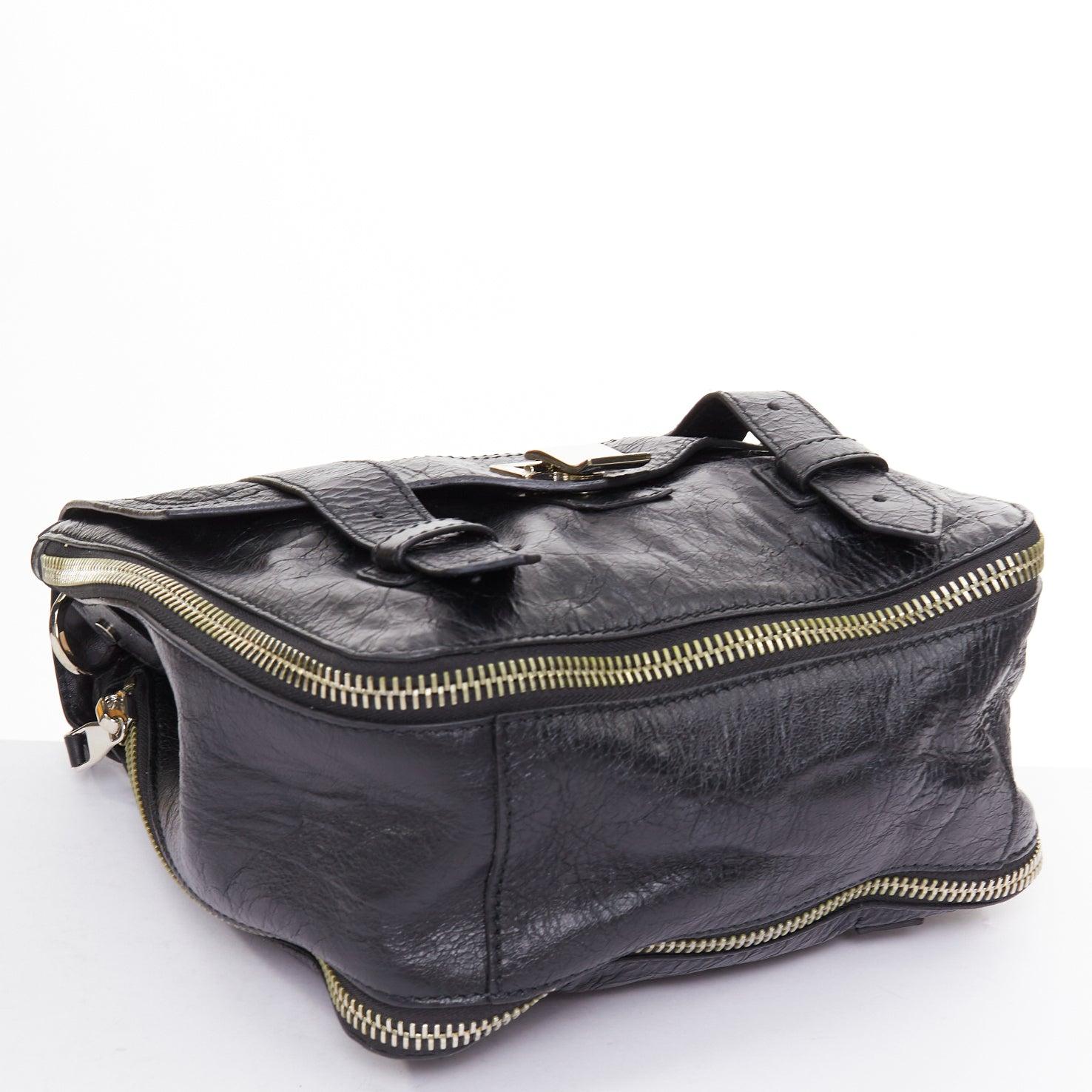 seltener PROENZA SCHOULER PS1 schwarzes strukturiertes Leder silberne Hardware kleiner Rucksack Damen im Angebot