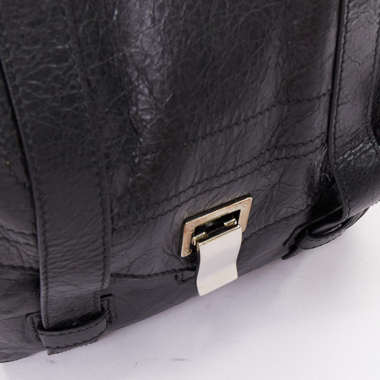seltener PROENZA SCHOULER PS1 schwarzes strukturiertes Leder silberne Hardware kleiner Rucksack im Angebot 1