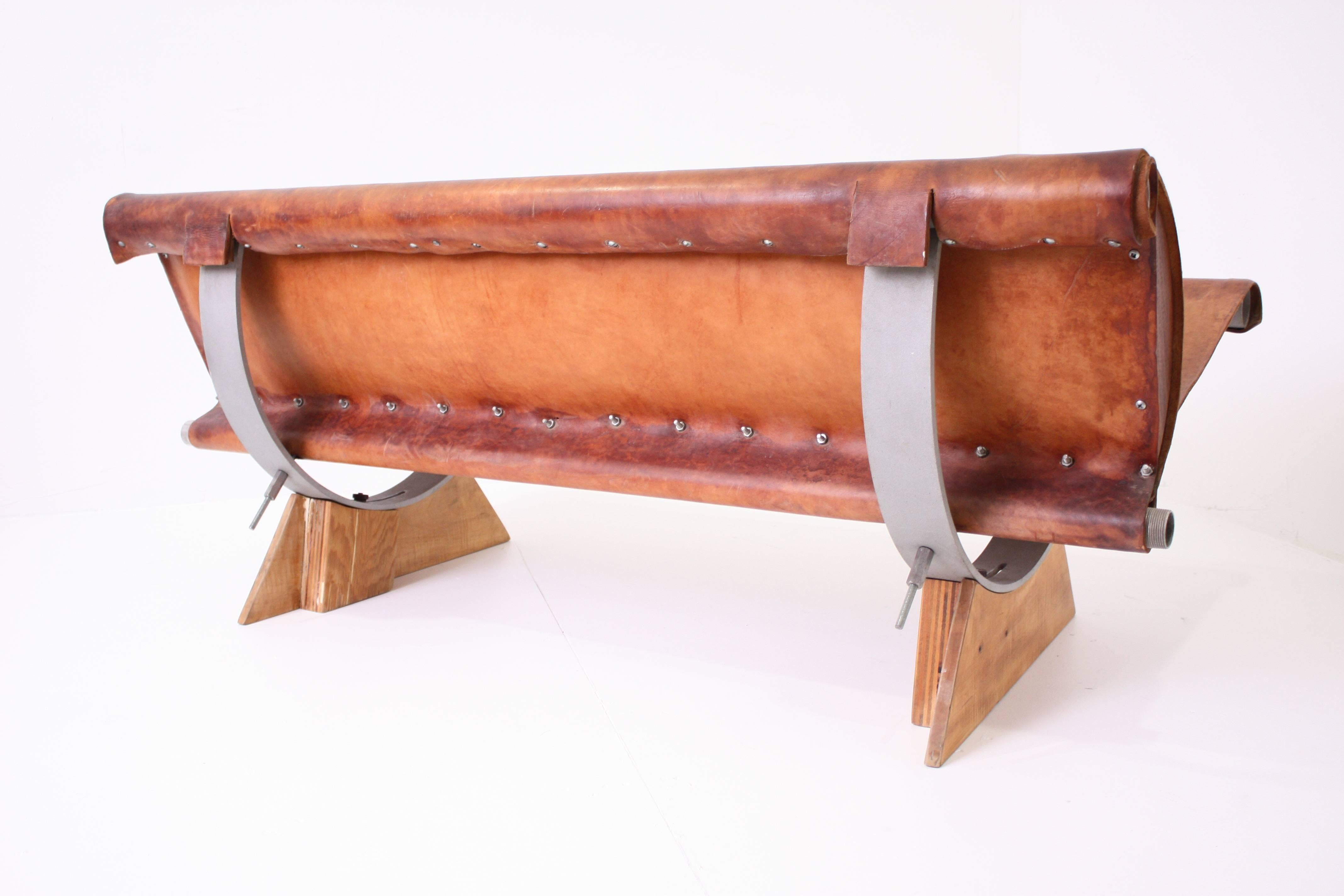 Mid-Century Modern Rare Leather Bench by Max Gottschalk