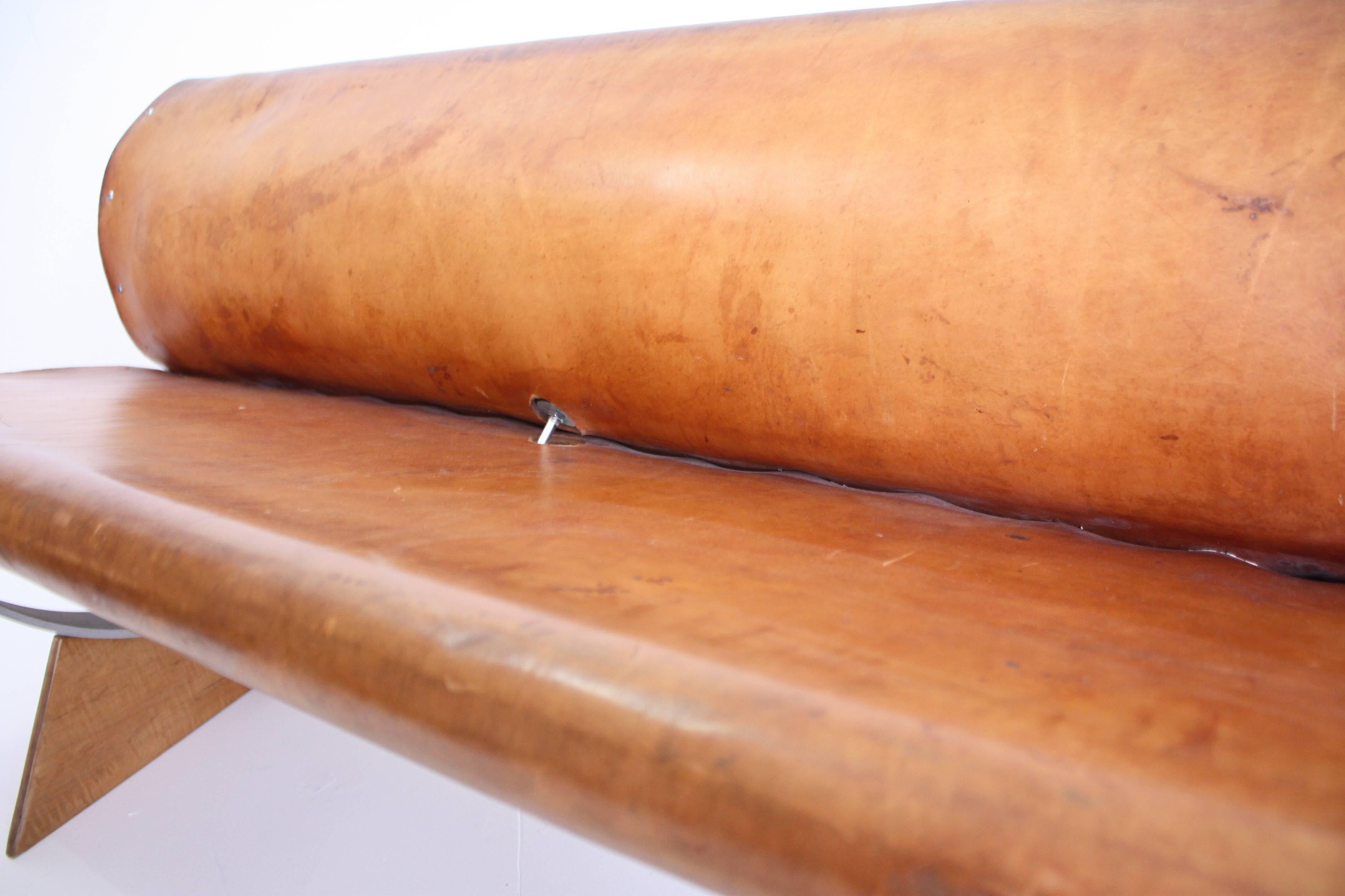 Mid-20th Century Rare Leather Bench by Max Gottschalk