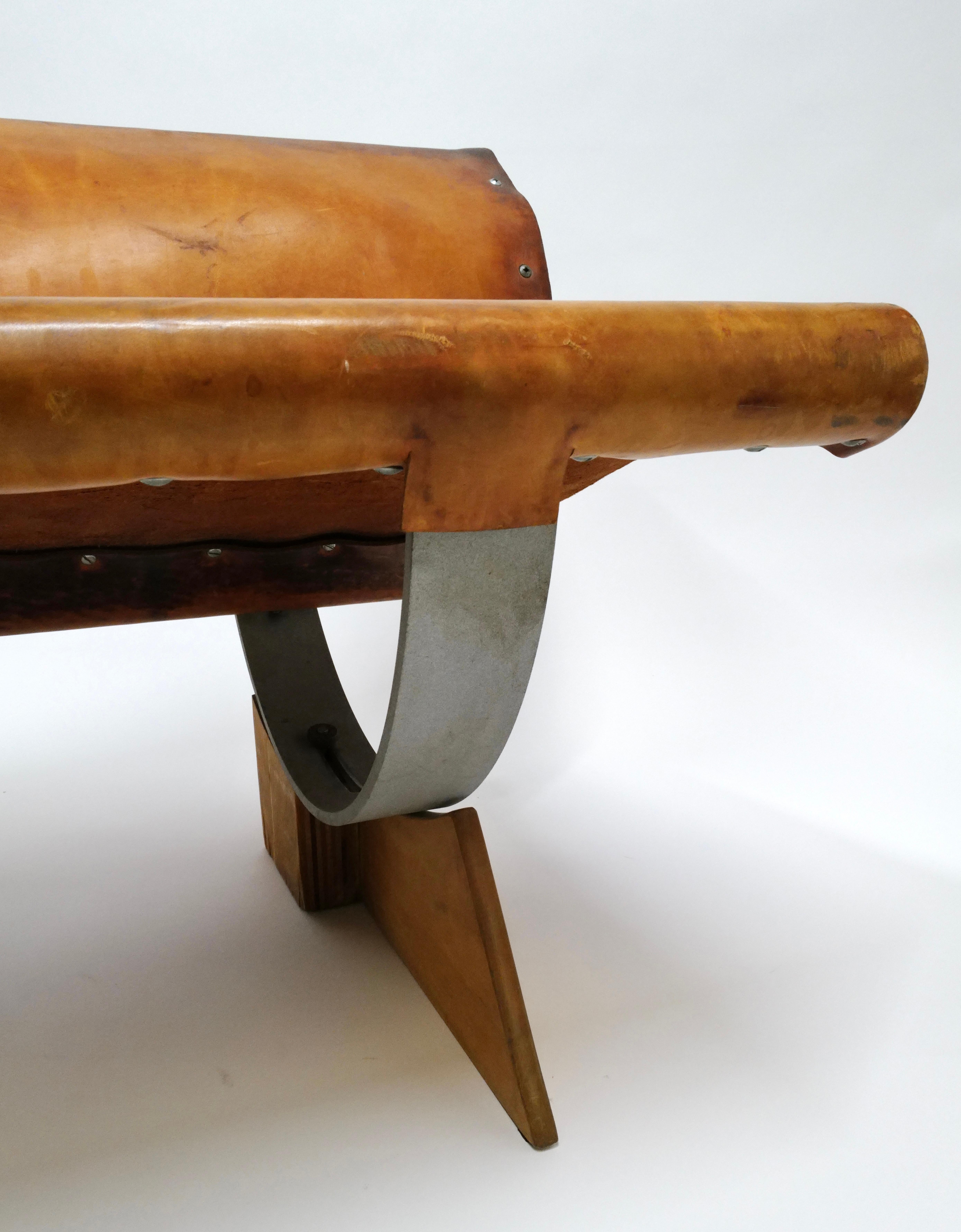 Rare Prototype Leather Bench by Max Gottschalk For Sale 7