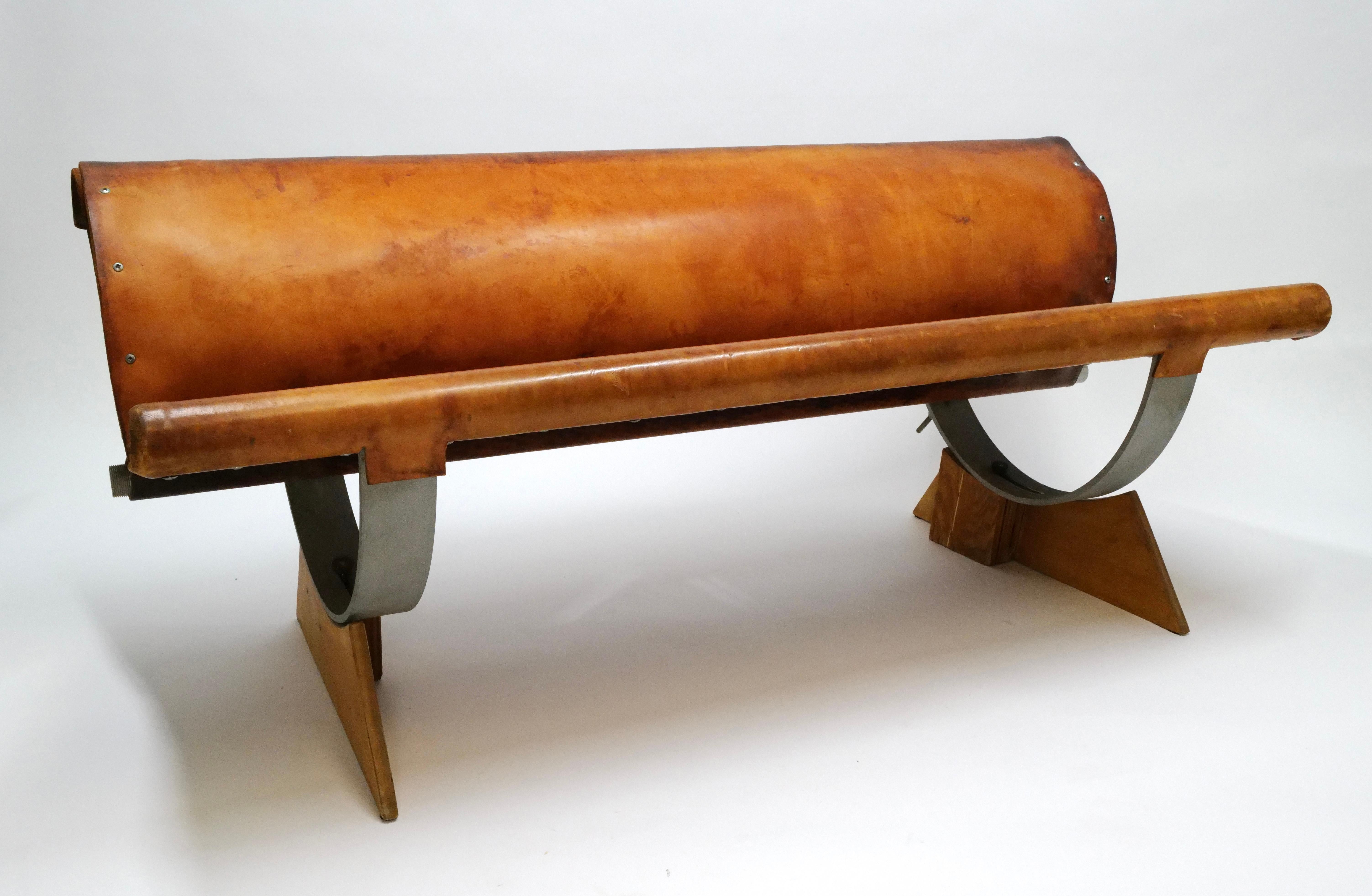 Rare Prototype Leather Bench by Max Gottschalk For Sale 11