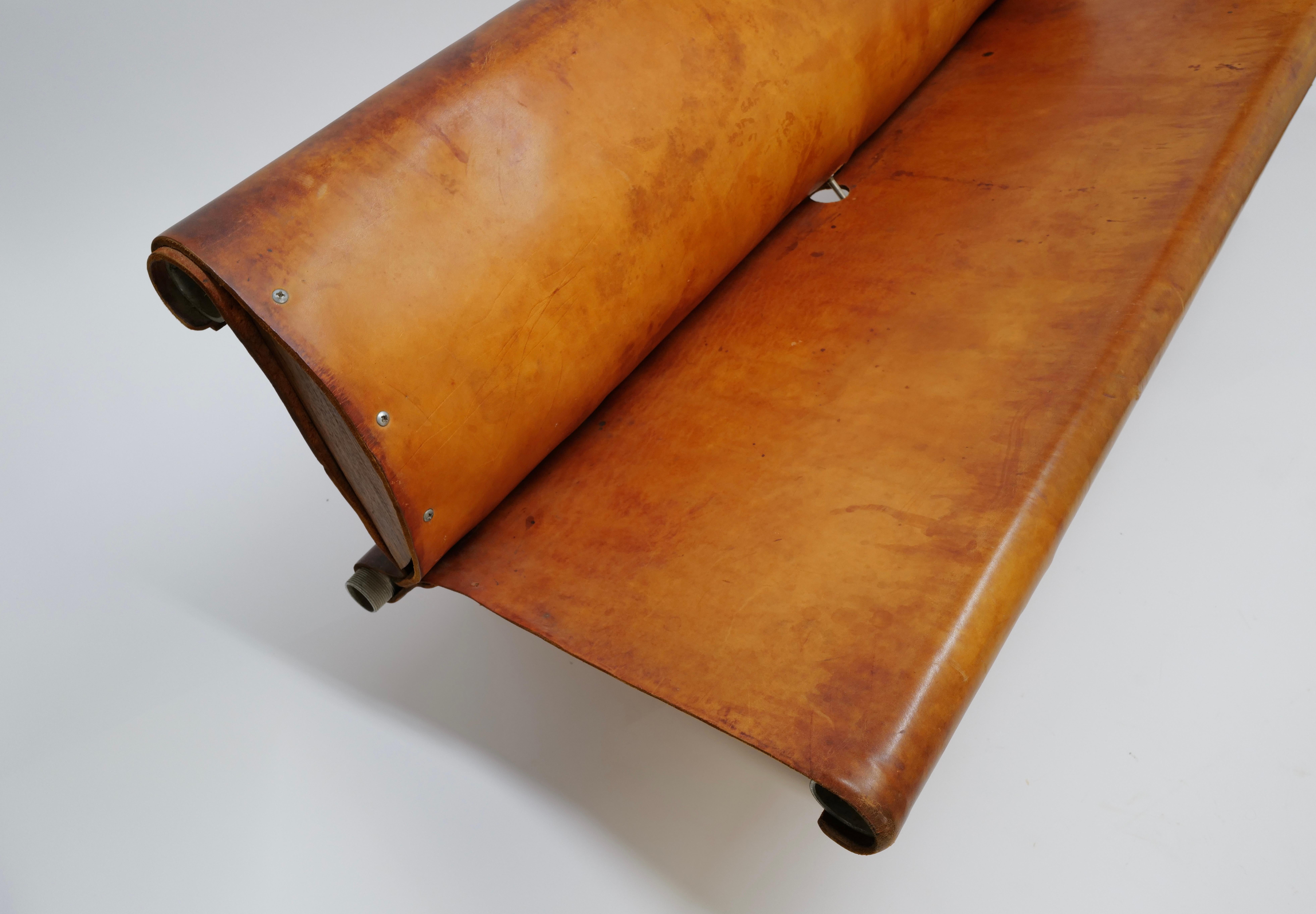 American Rare Prototype Leather Bench by Max Gottschalk For Sale