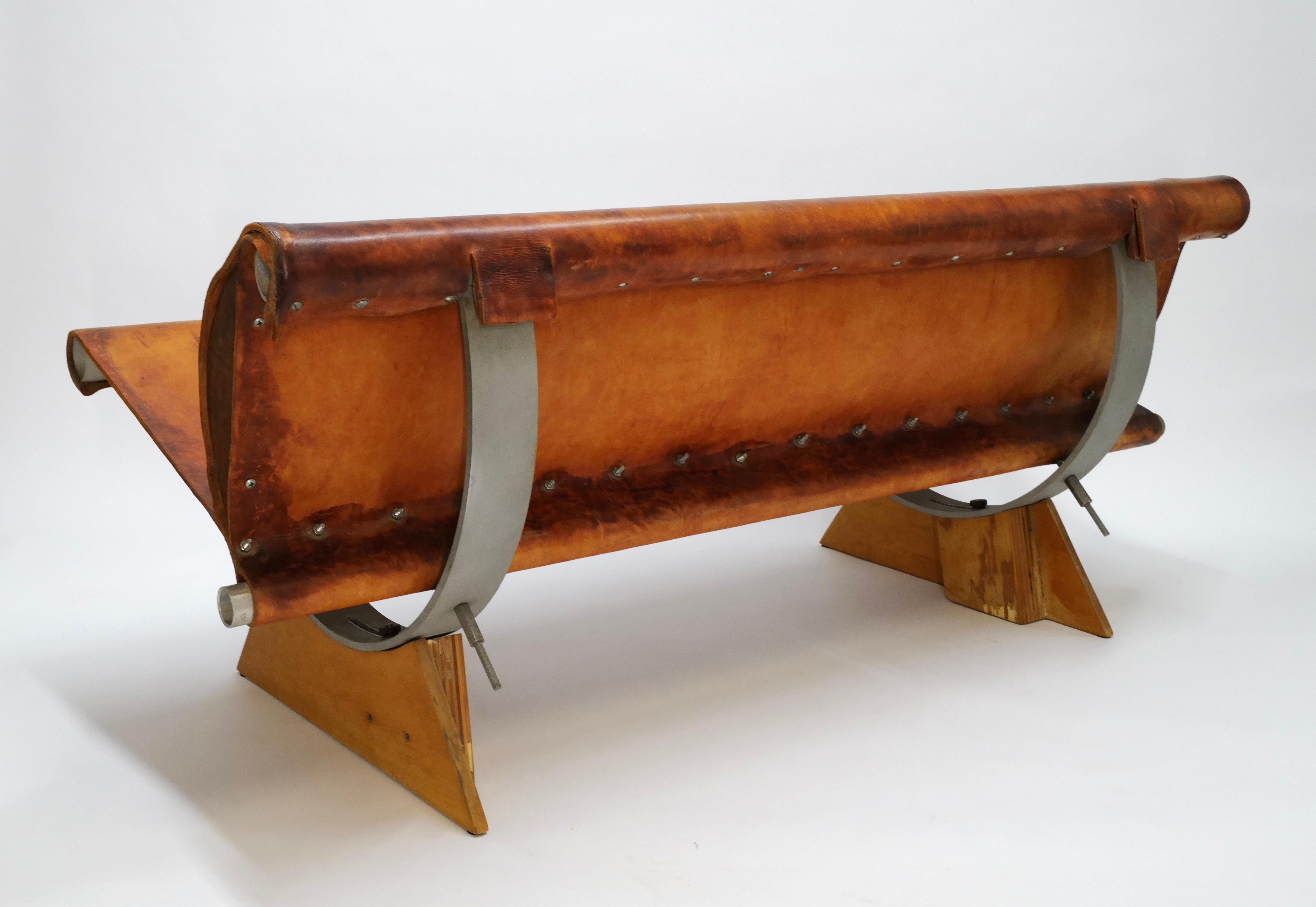 Rare Prototype Leather Bench by Max Gottschalk For Sale 2