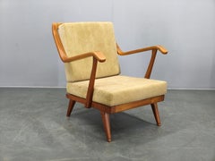 Raro prototipo de sillón de roble con etiqueta, Brno, años 50