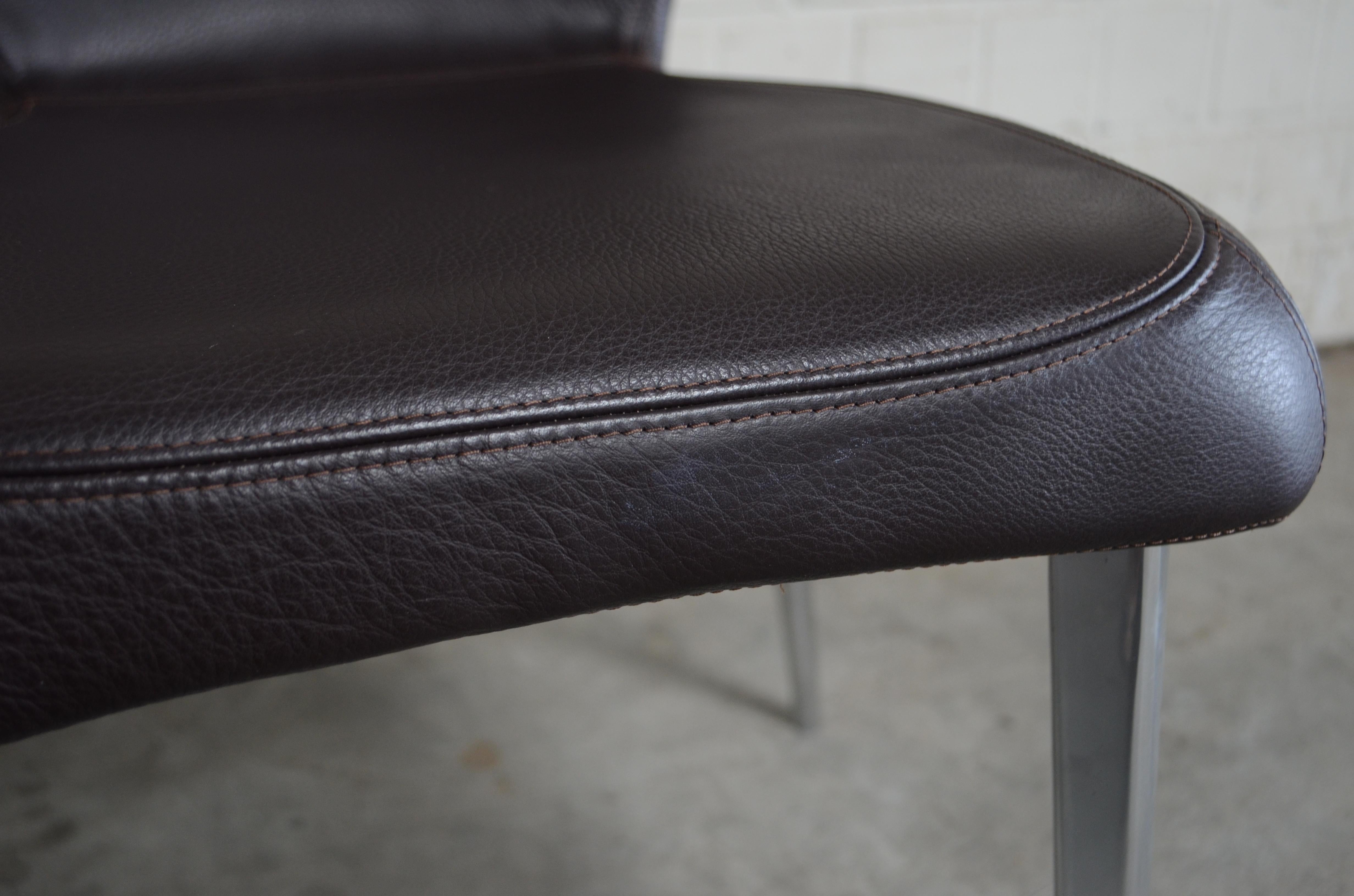 Aluminum Rare Prototype of ClassiCon Munich Chair Brown Leather For Sale