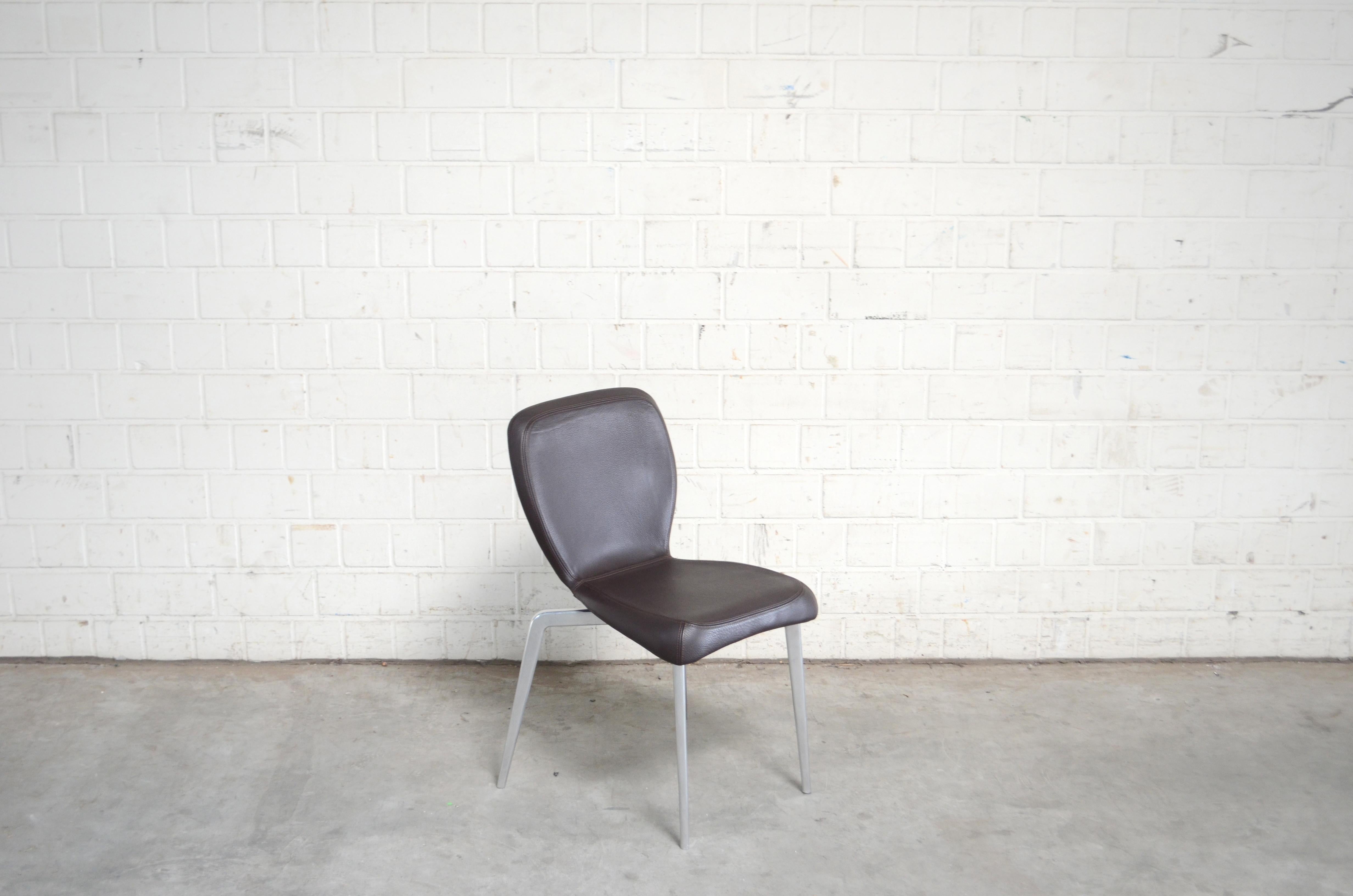 Seltener Prototyp eines ClassiCon München-Stuhls aus braunem Leder (Aluminium) im Angebot