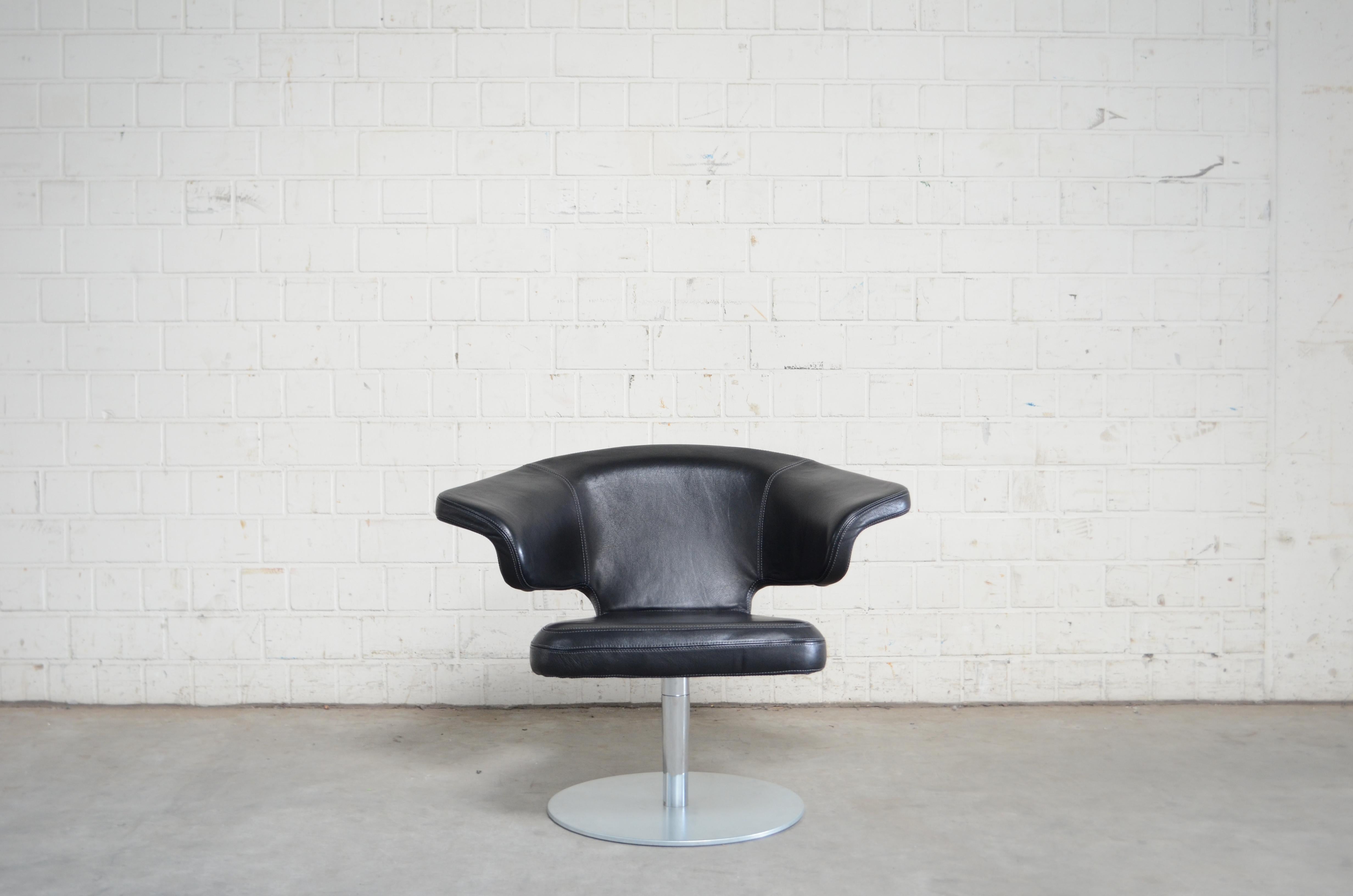 Modern Rare Prototype of ClassiCon Munich Lounge Chair Black Leather For Sale
