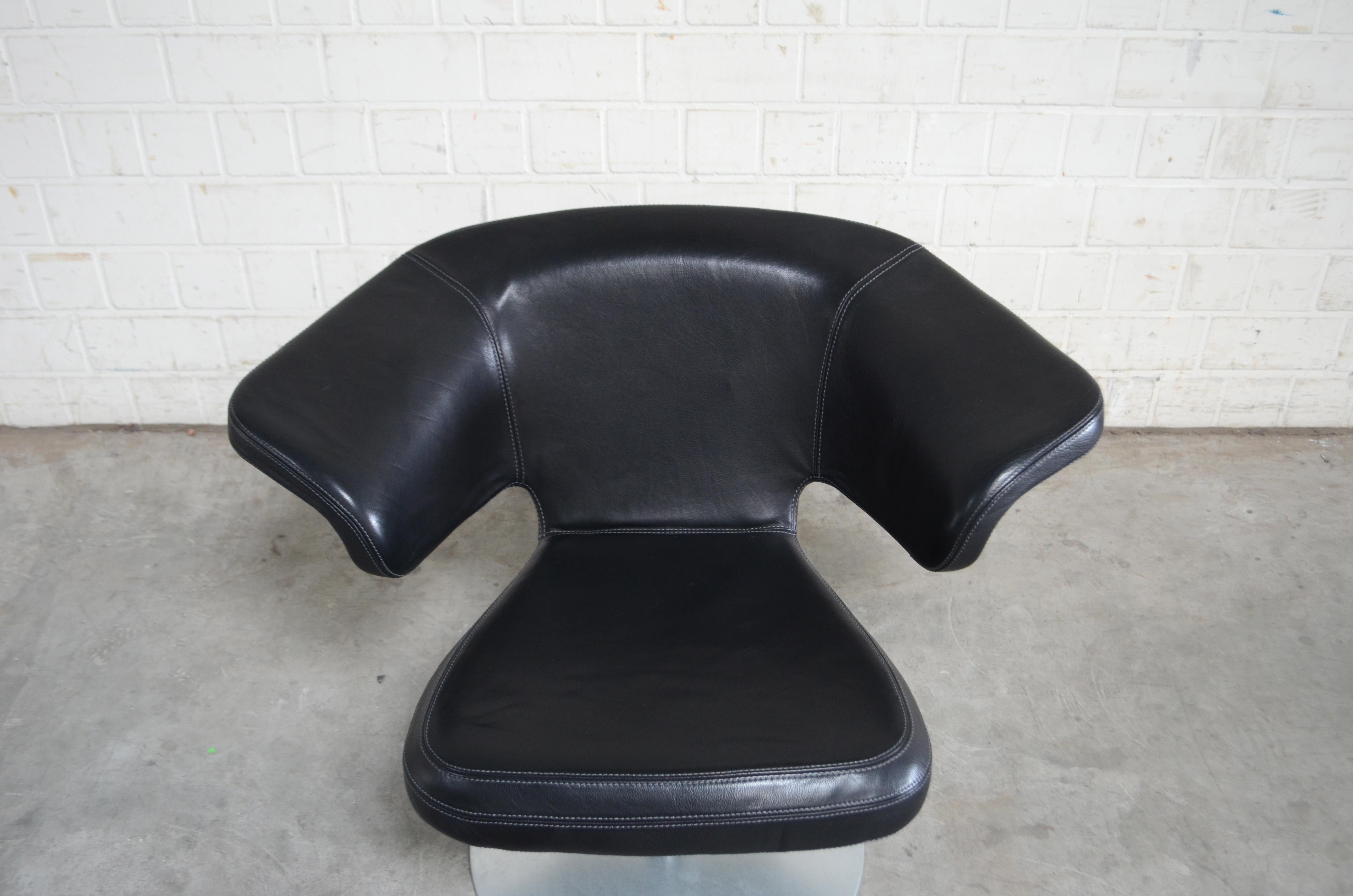 German Rare Prototype of ClassiCon Munich Lounge Chair Black Leather For Sale