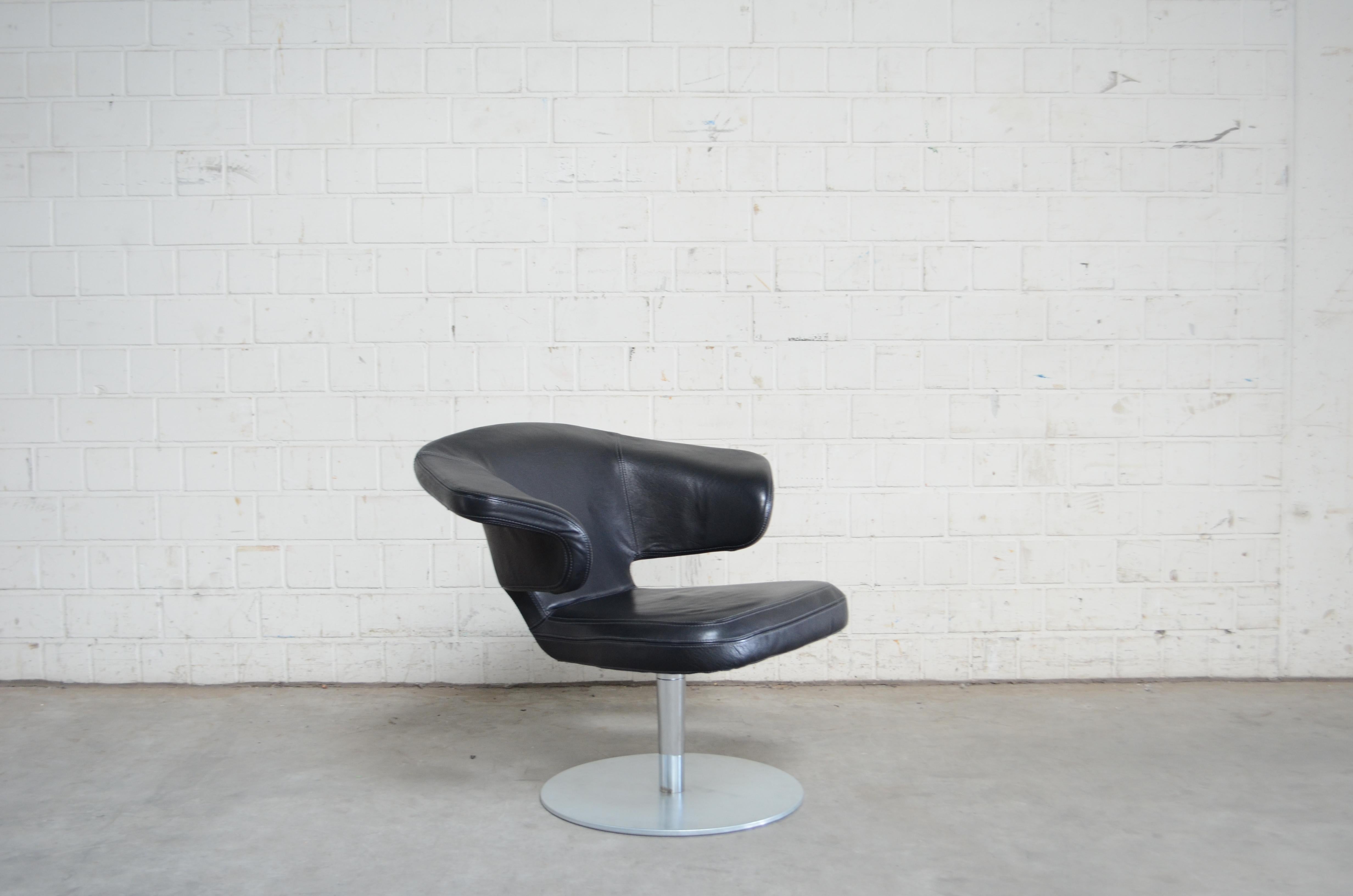 Rare Prototype of ClassiCon Munich Lounge Chair Black Leather For Sale 1