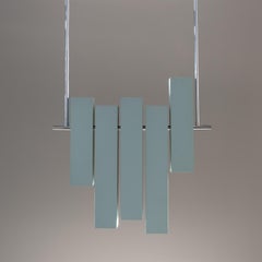 Rare Prototype, Pendant Light in Blue Lacquered Metal, Lumi, circa 1970