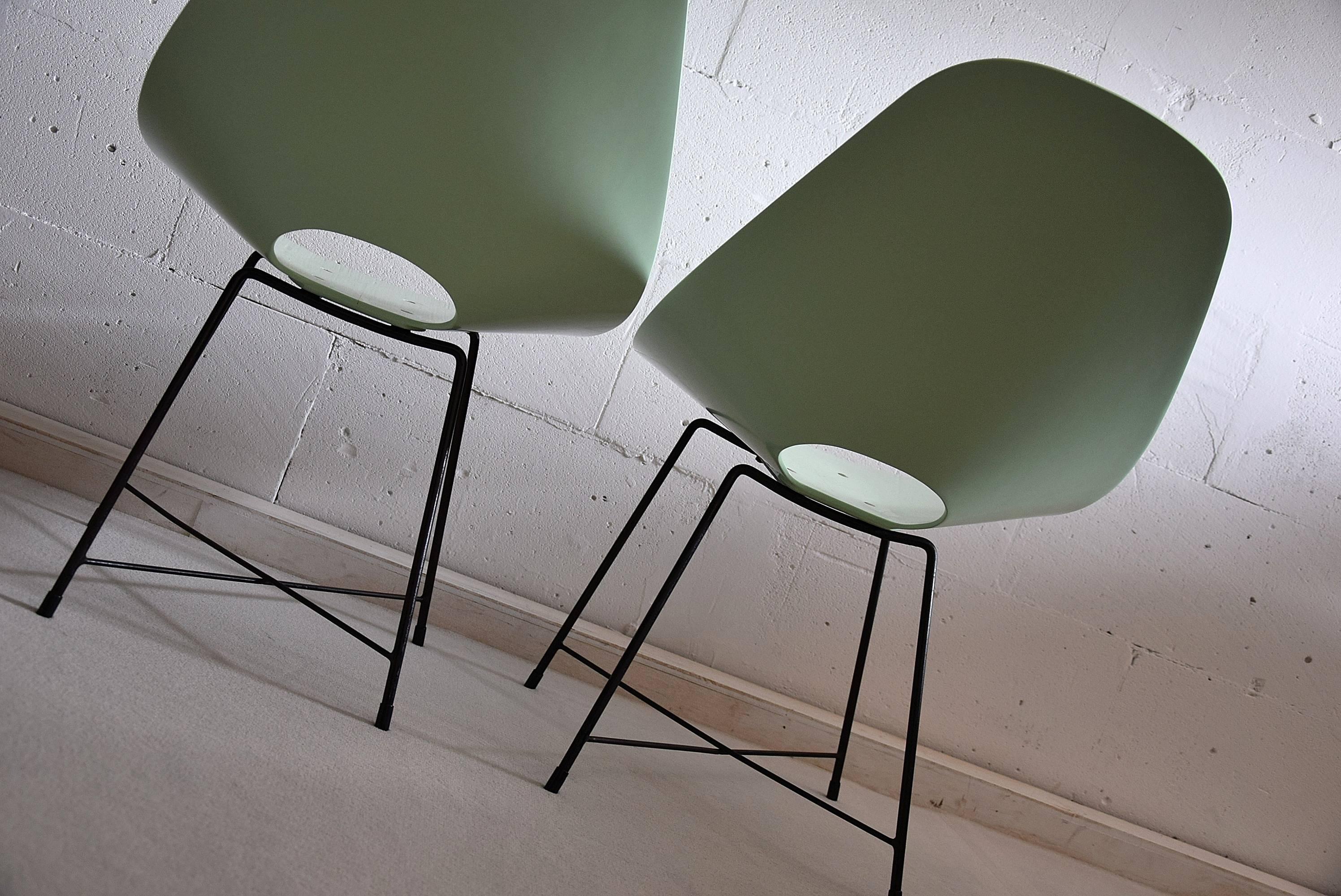Metal Mid Century Modern Rare Prototype Set  Chairs by Augusto Bozzi