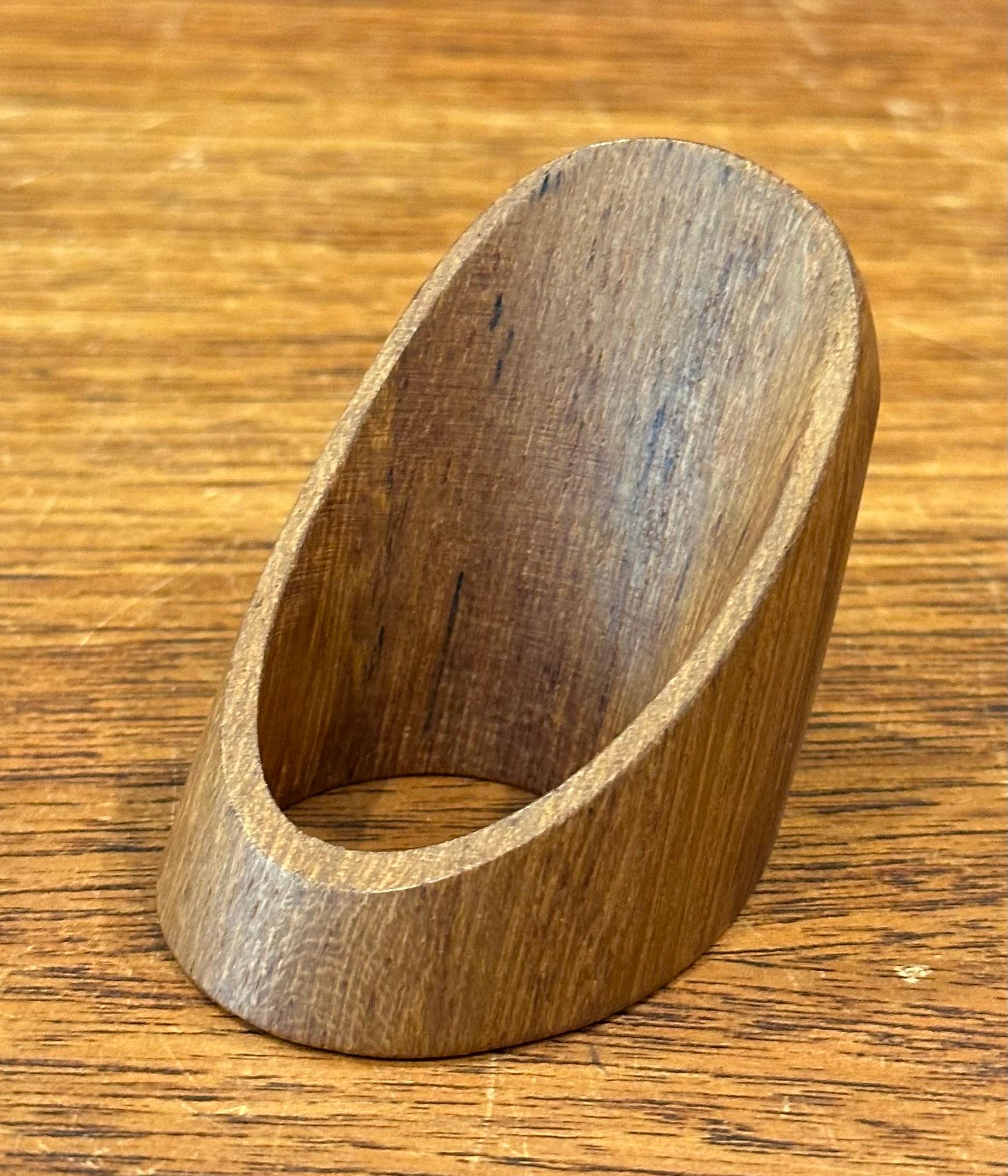 Rare Prototype Set of Two Teak Danish Modern Napkin Rings by J. Kjaersulf For Sale 5