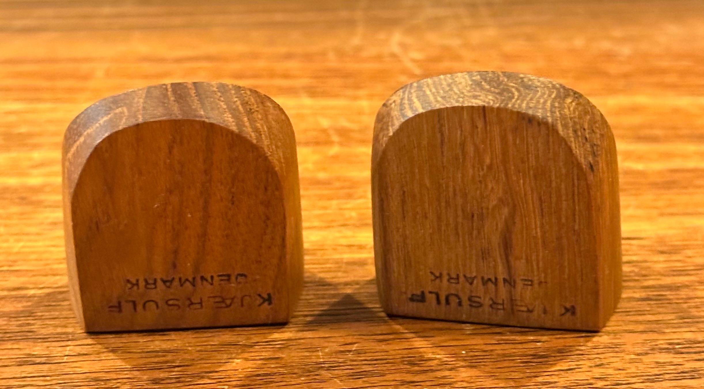 Rare Prototype Set of Two Teak Danish Modern Napkin Rings by J. Kjaersulf For Sale 6