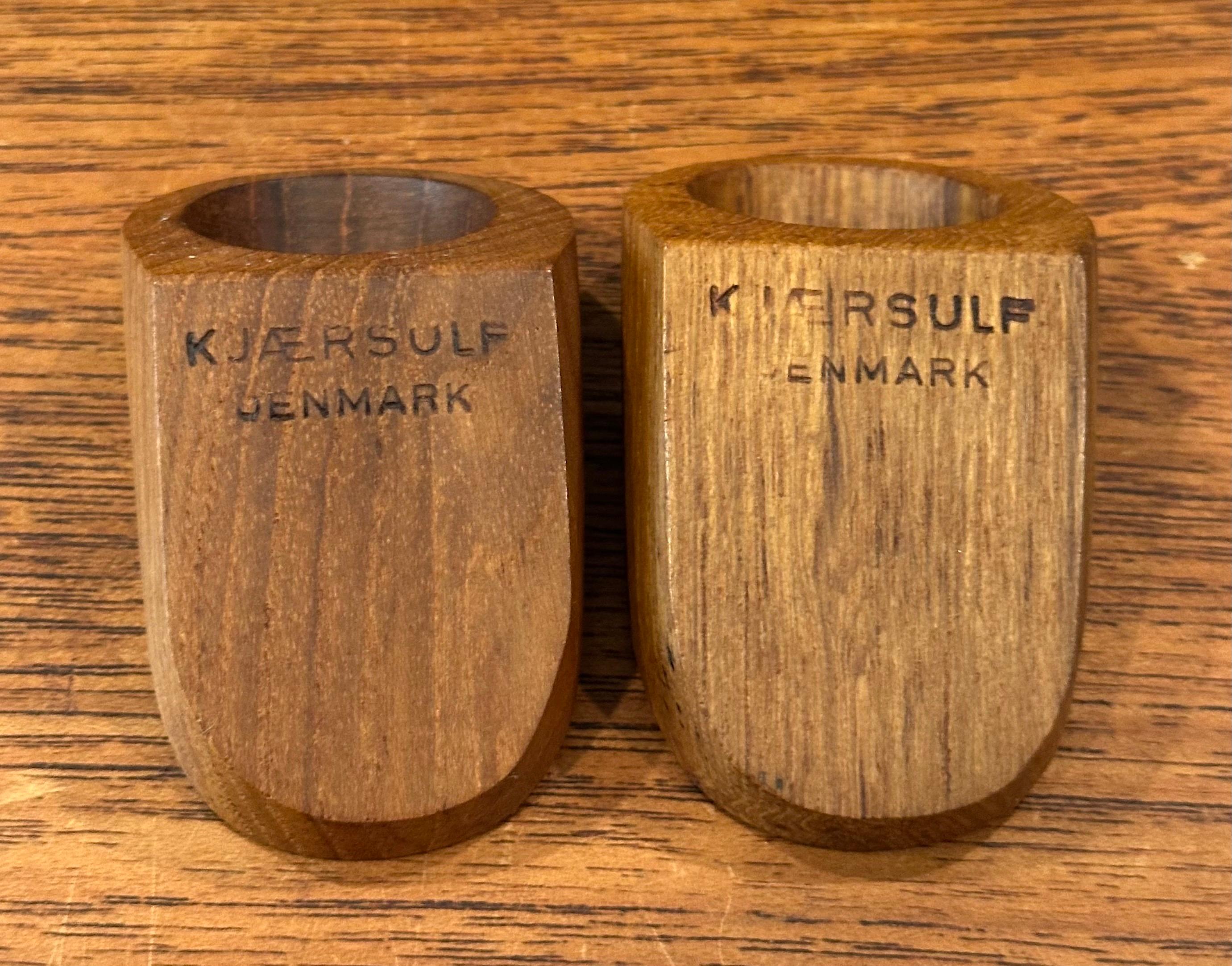 Rare Prototype Set of Two Teak Danish Modern Napkin Rings by J. Kjaersulf For Sale 7