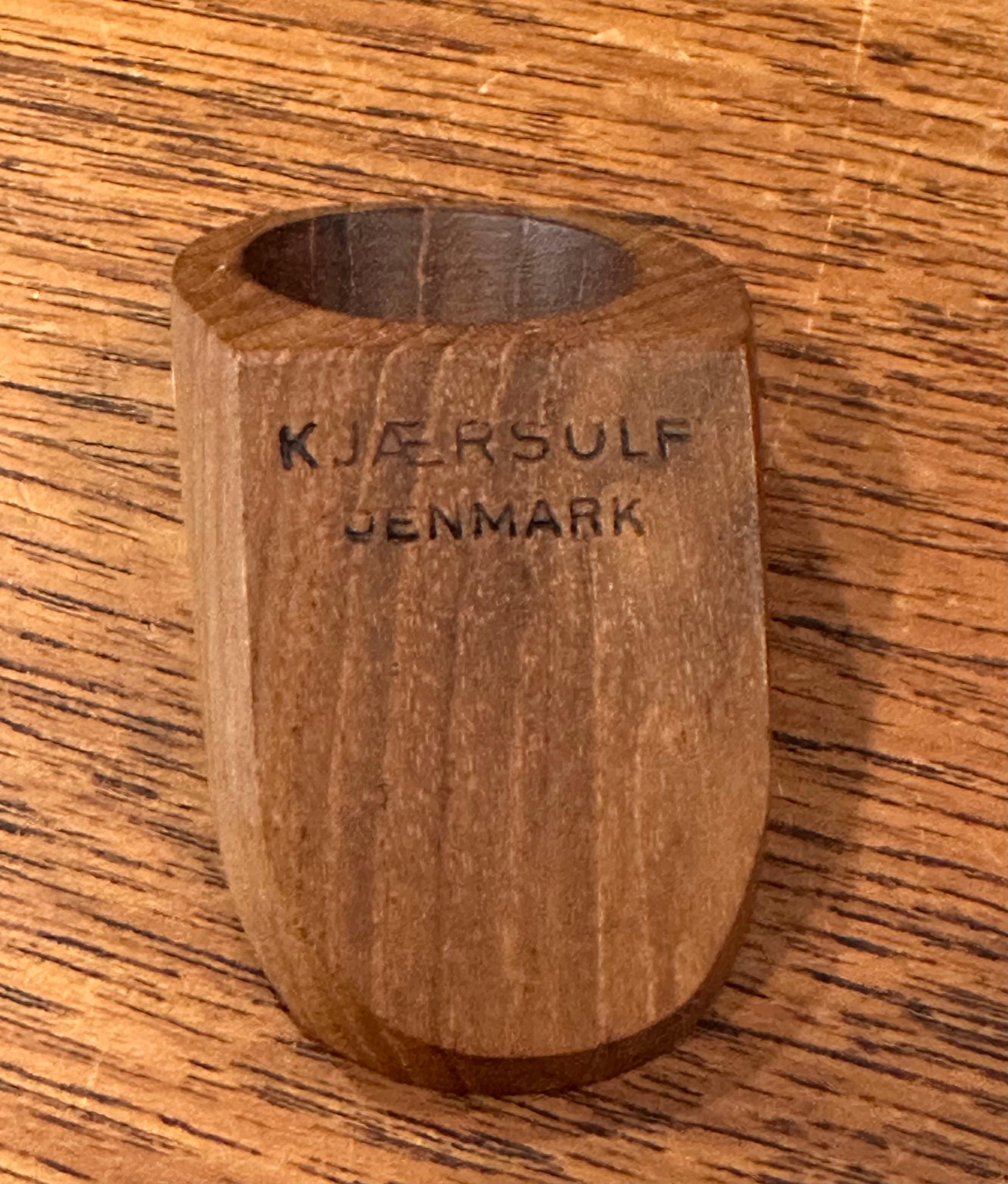 Rare Prototype Set of Two Teak Danish Modern Napkin Rings by J. Kjaersulf For Sale 8