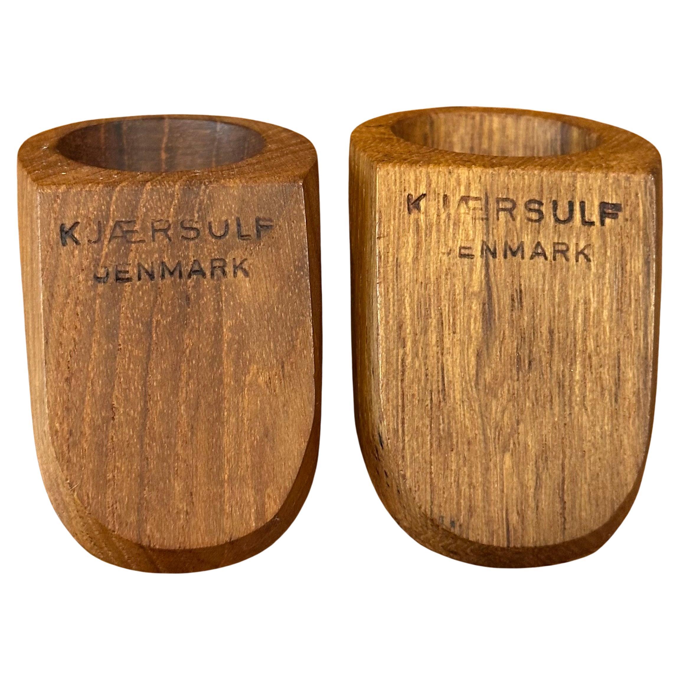 Rare Prototype Set of Two Teak Danish Modern Napkin Rings by J. Kjaersulf For Sale 1