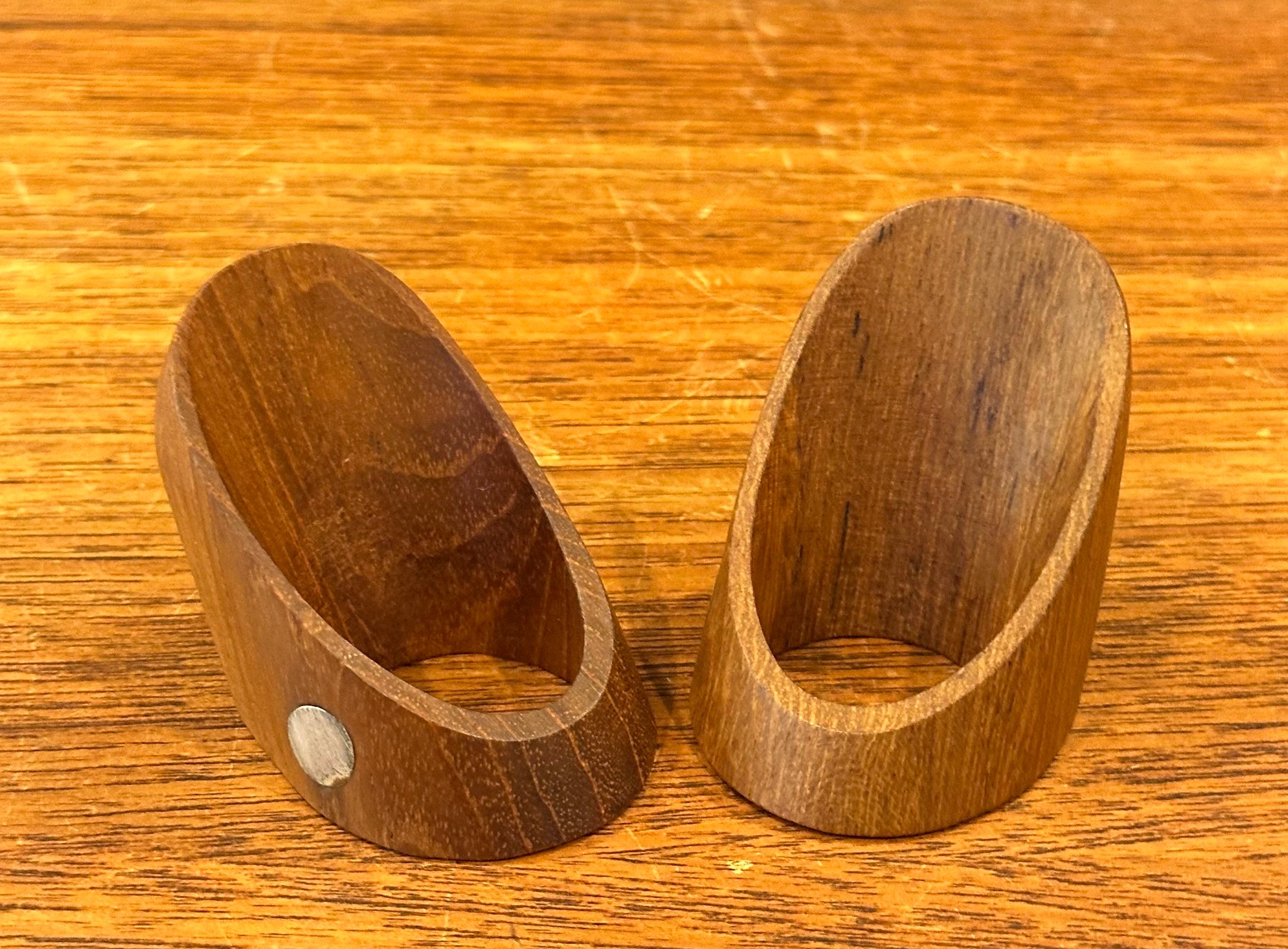 Rare Prototype Set of Two Teak Danish Modern Napkin Rings by J. Kjaersulf For Sale 3