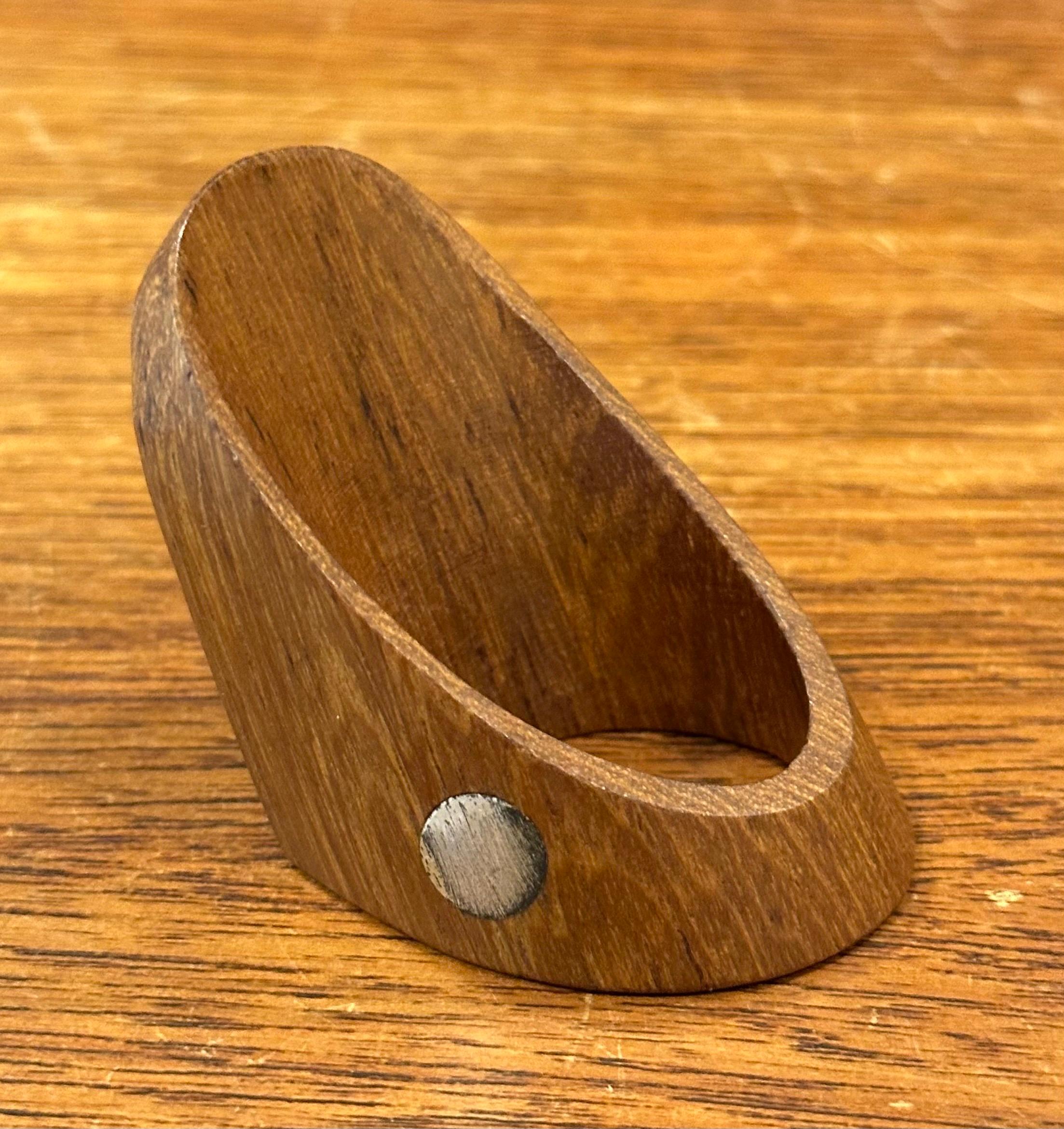 Rare Prototype Set of Two Teak Danish Modern Napkin Rings by J. Kjaersulf For Sale 4