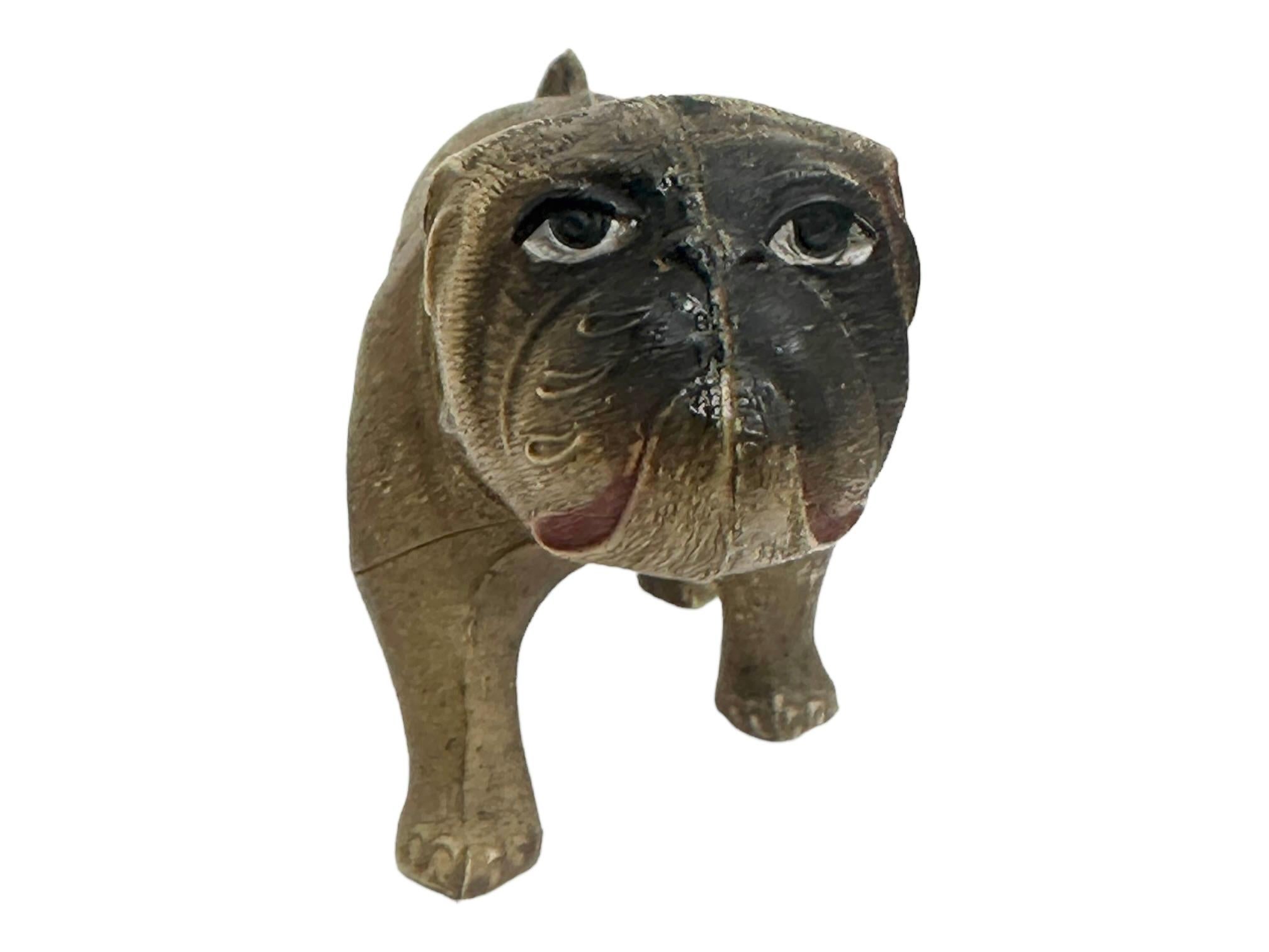 Folk Art Rare Pug Bulldog Dog Celluloid Figurine vintage, Austria 1920s For Sale