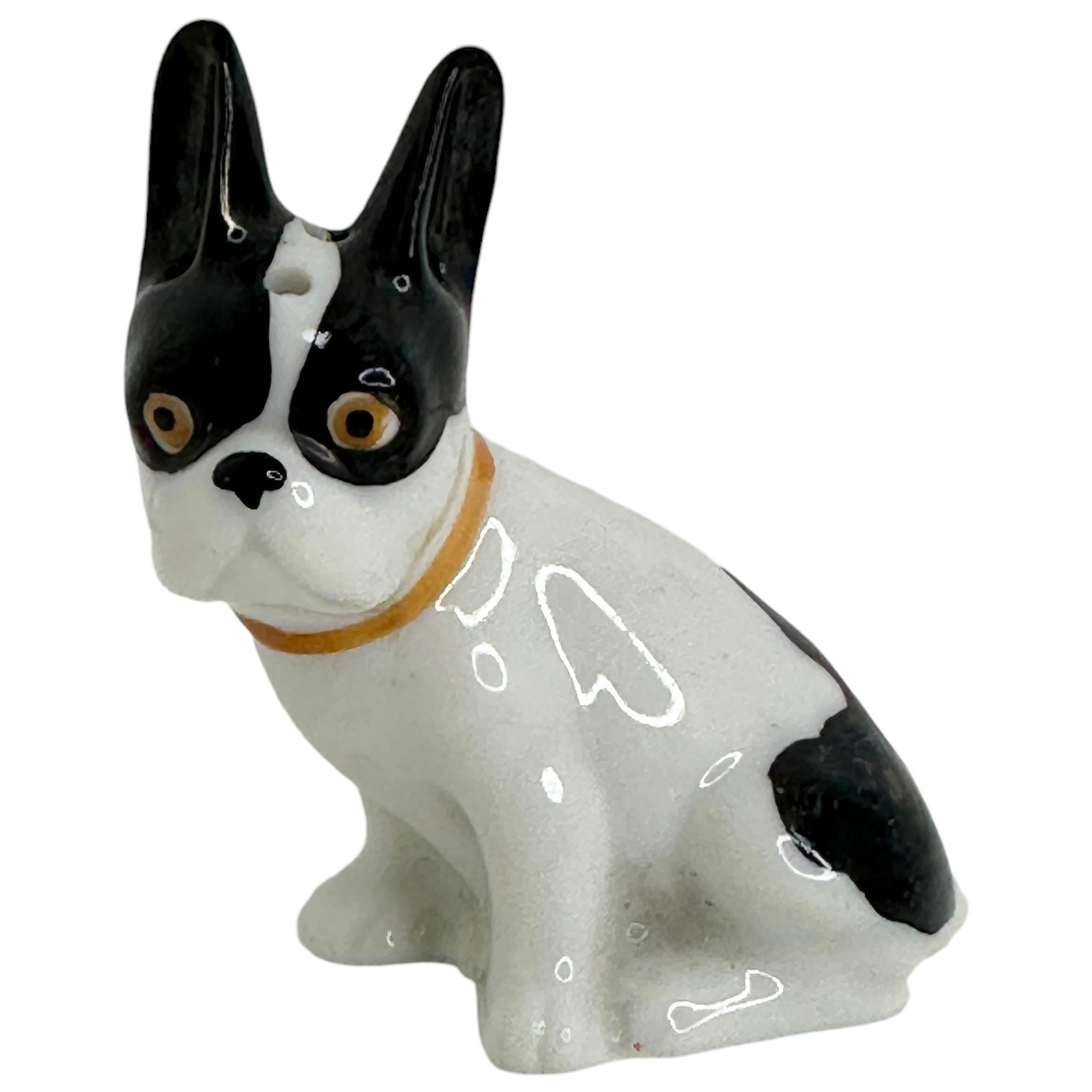 Raro Pug Bulldog Francés Perro Figural Salero Pimentero Antique German 1910s Arte popular en venta