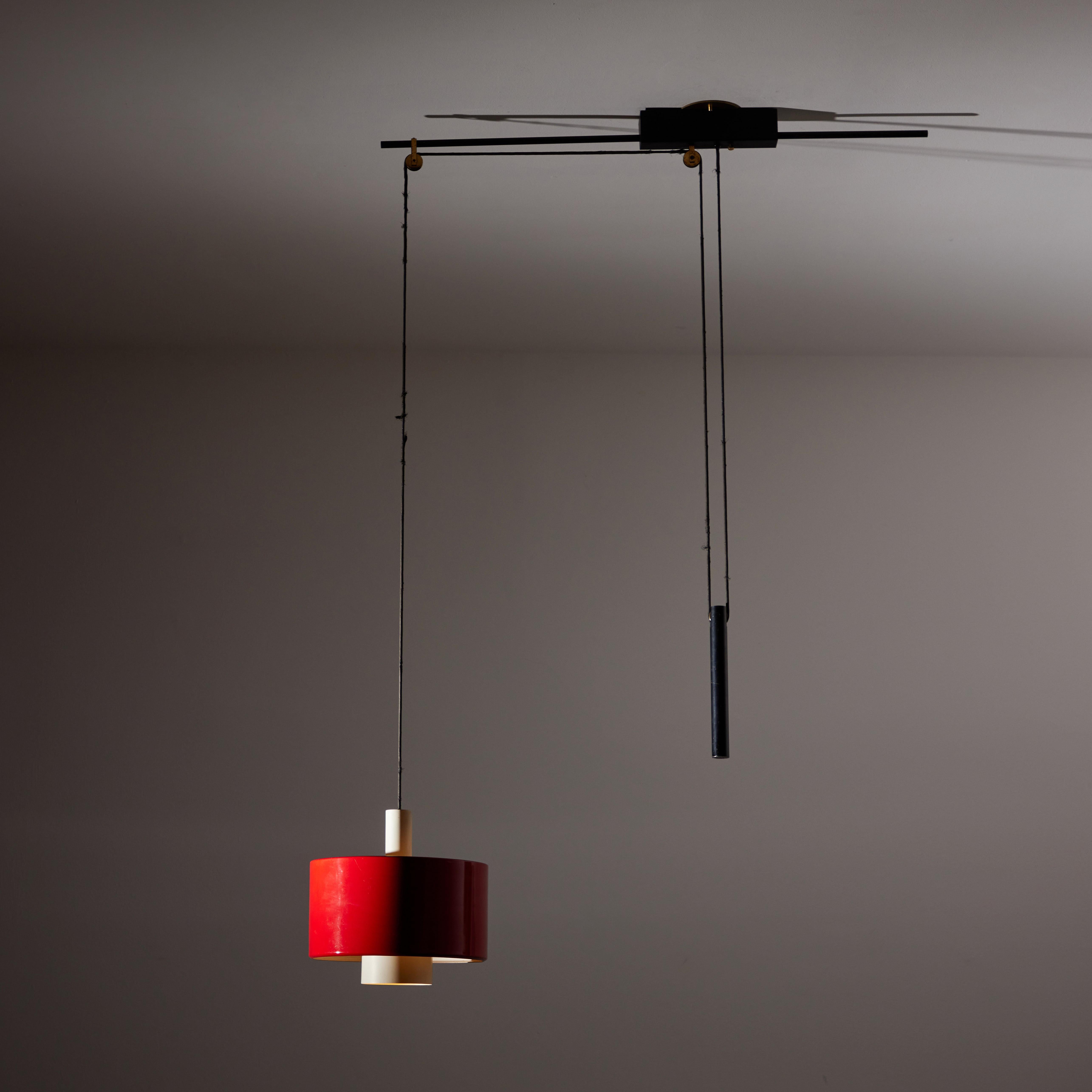 Enameled Rare Pulley Suspension Light by Gaetano Sciolari for Stilnovo For Sale