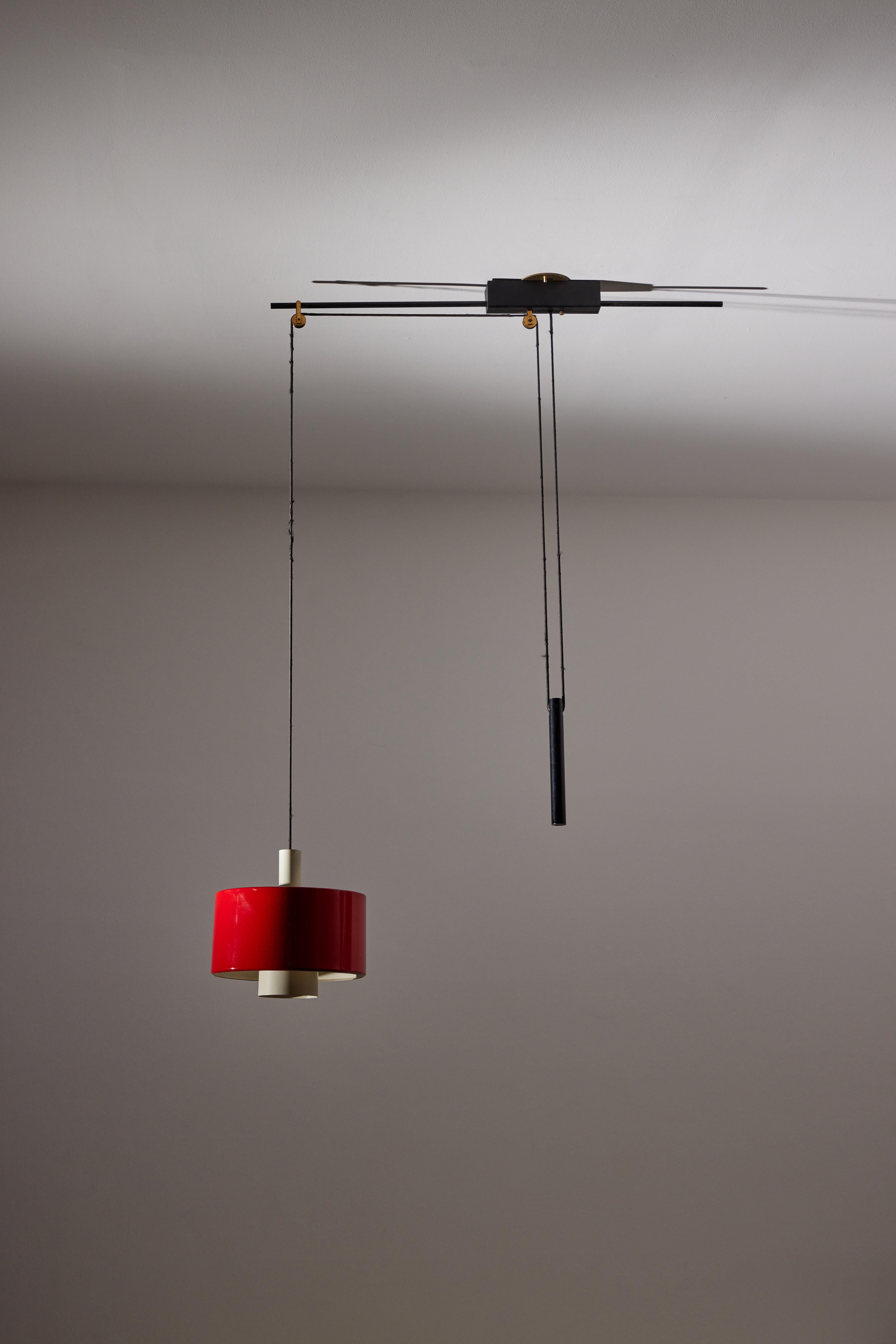 Rare Pulley Suspension Light by Gaetano Sciolari for Stilnovo In Good Condition For Sale In Los Angeles, CA