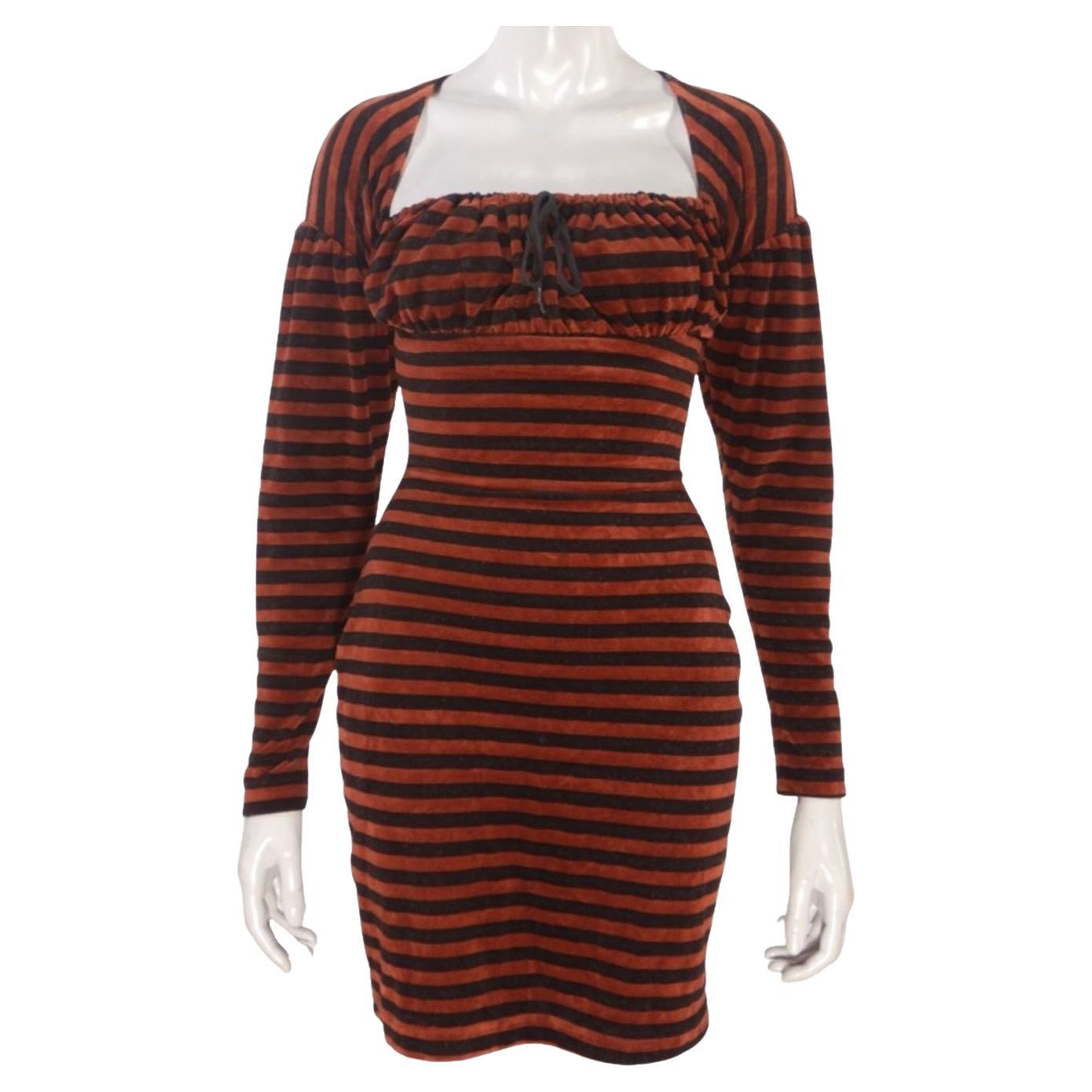 Raro abito a righe vintage "Punk Label" Betsey Johnson degli anni '80 in vendita