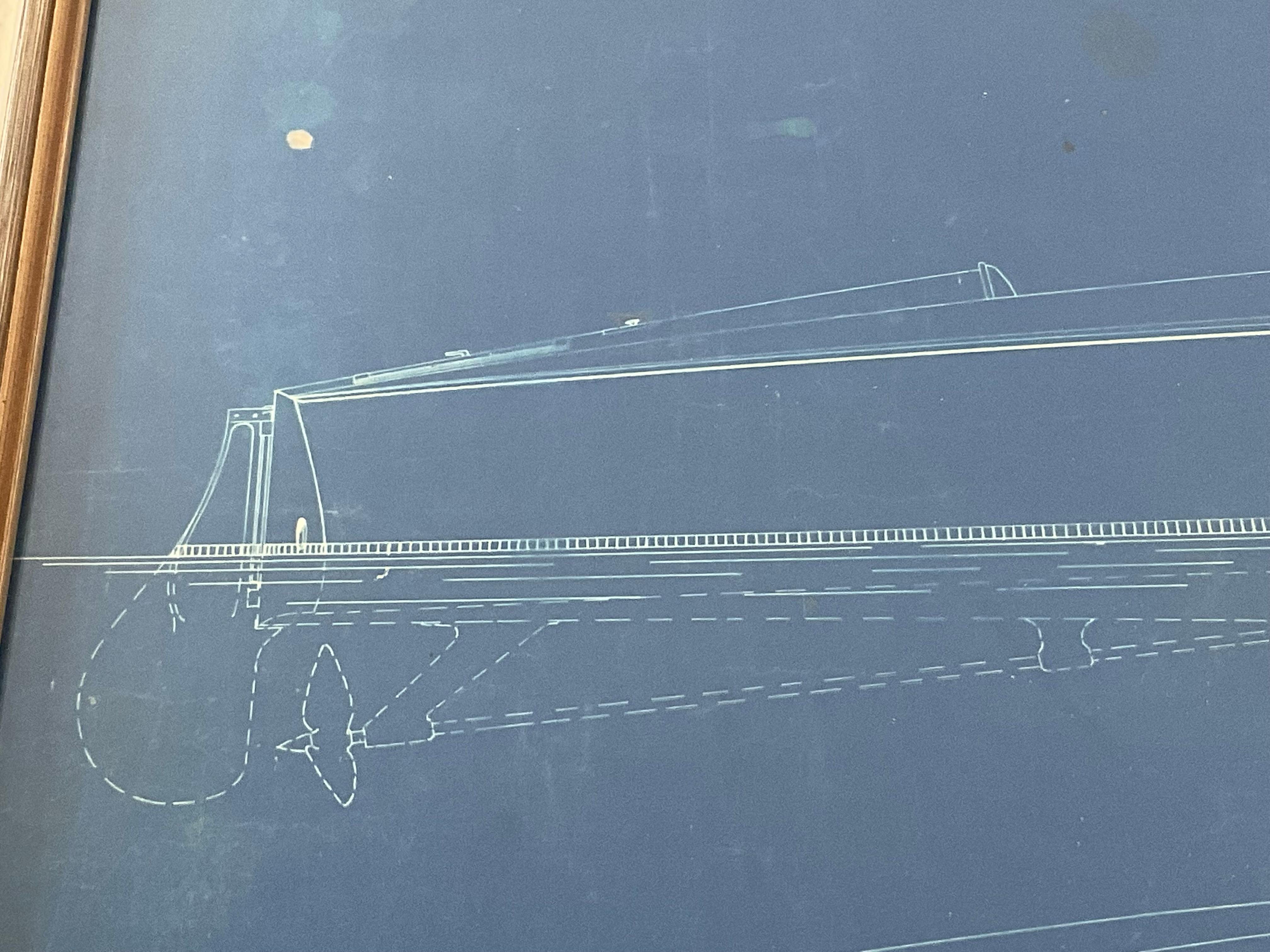 Rare Blueprint Purdy Boat Company pour un bateau Speedboat en vente 3