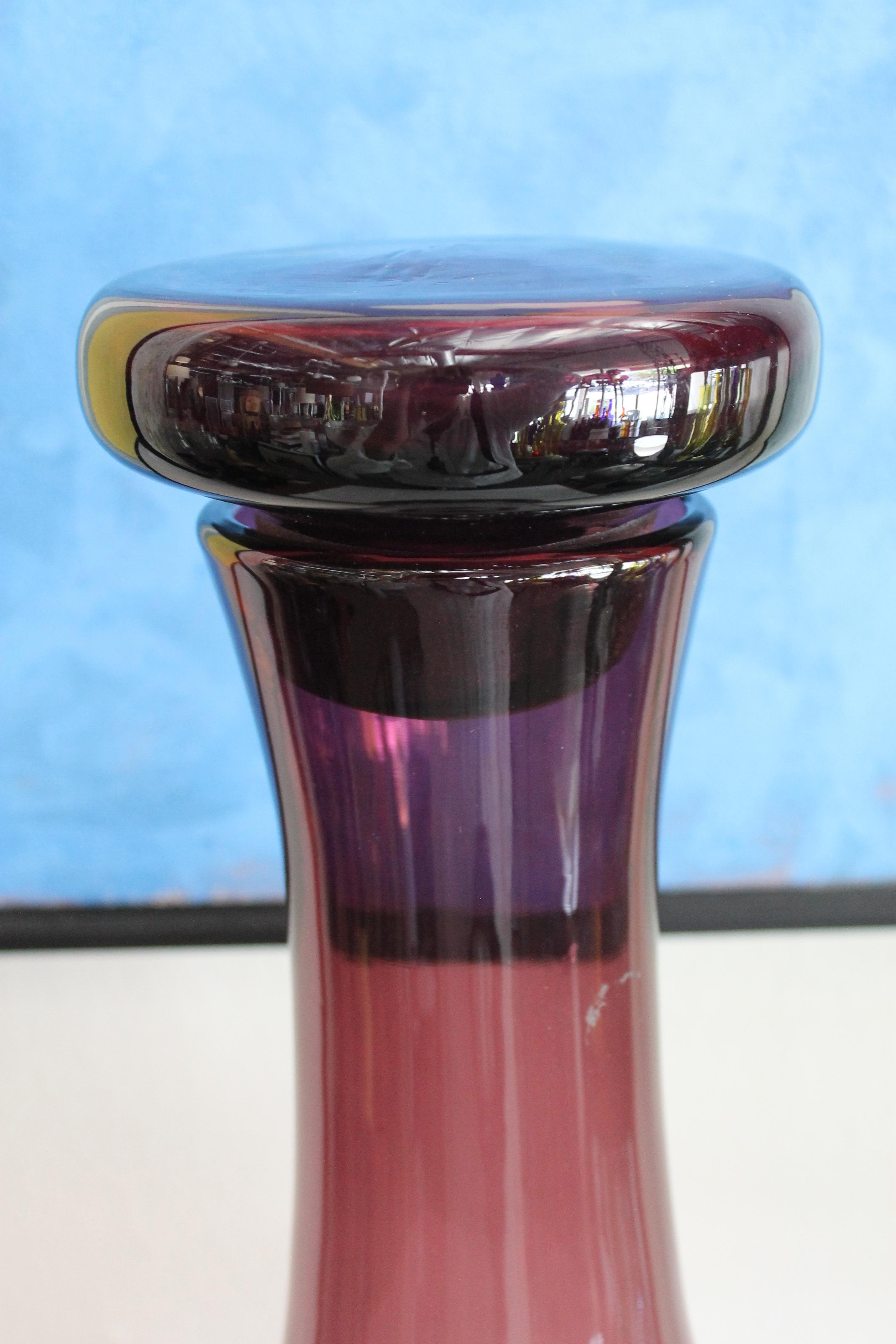Mid-Century Modern Architectural Glass Blenko Lilac Vessel with Stopper by Wayne Husted