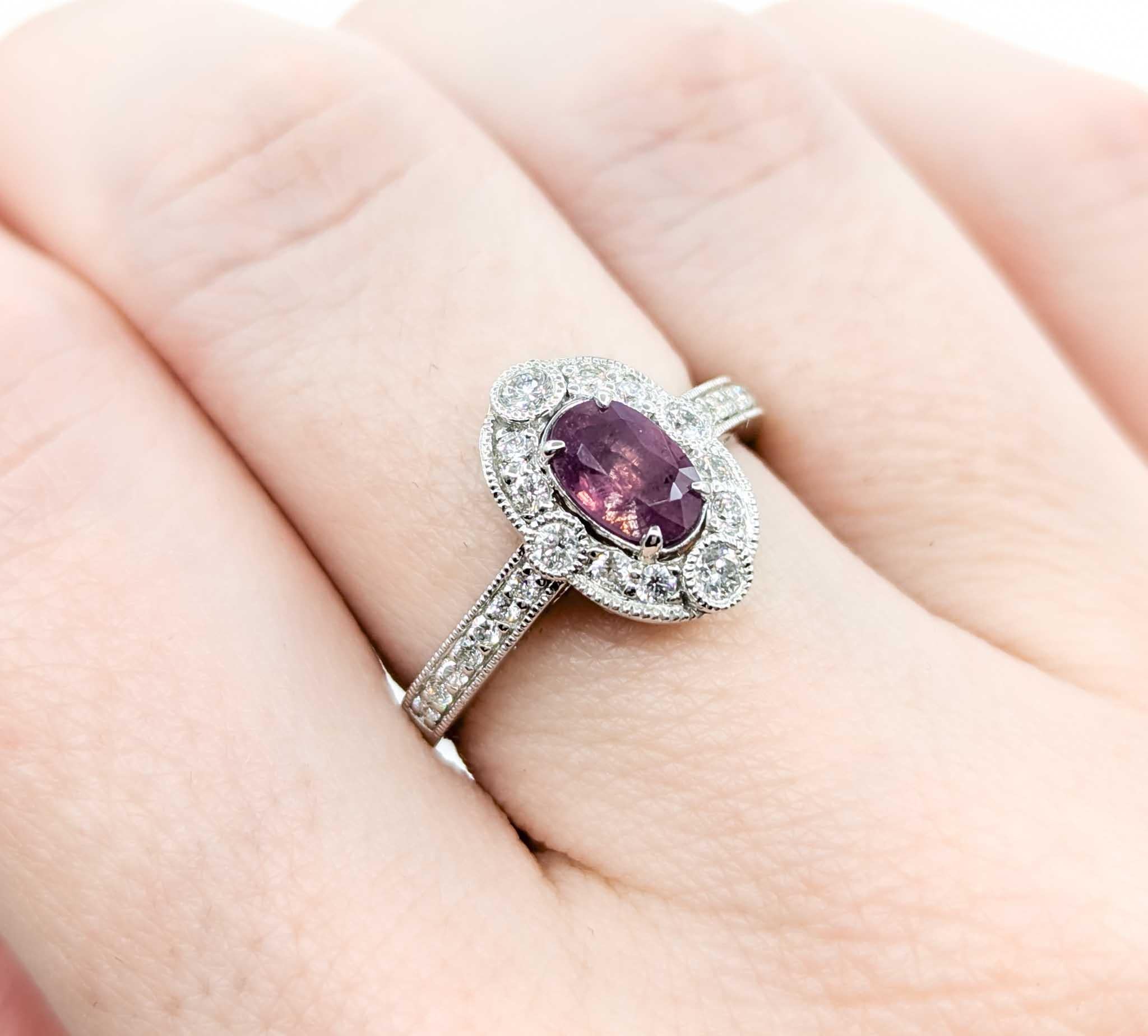 Oval Cut Rare Purple Unheated Kashmir Sapphire Ring in Platinum