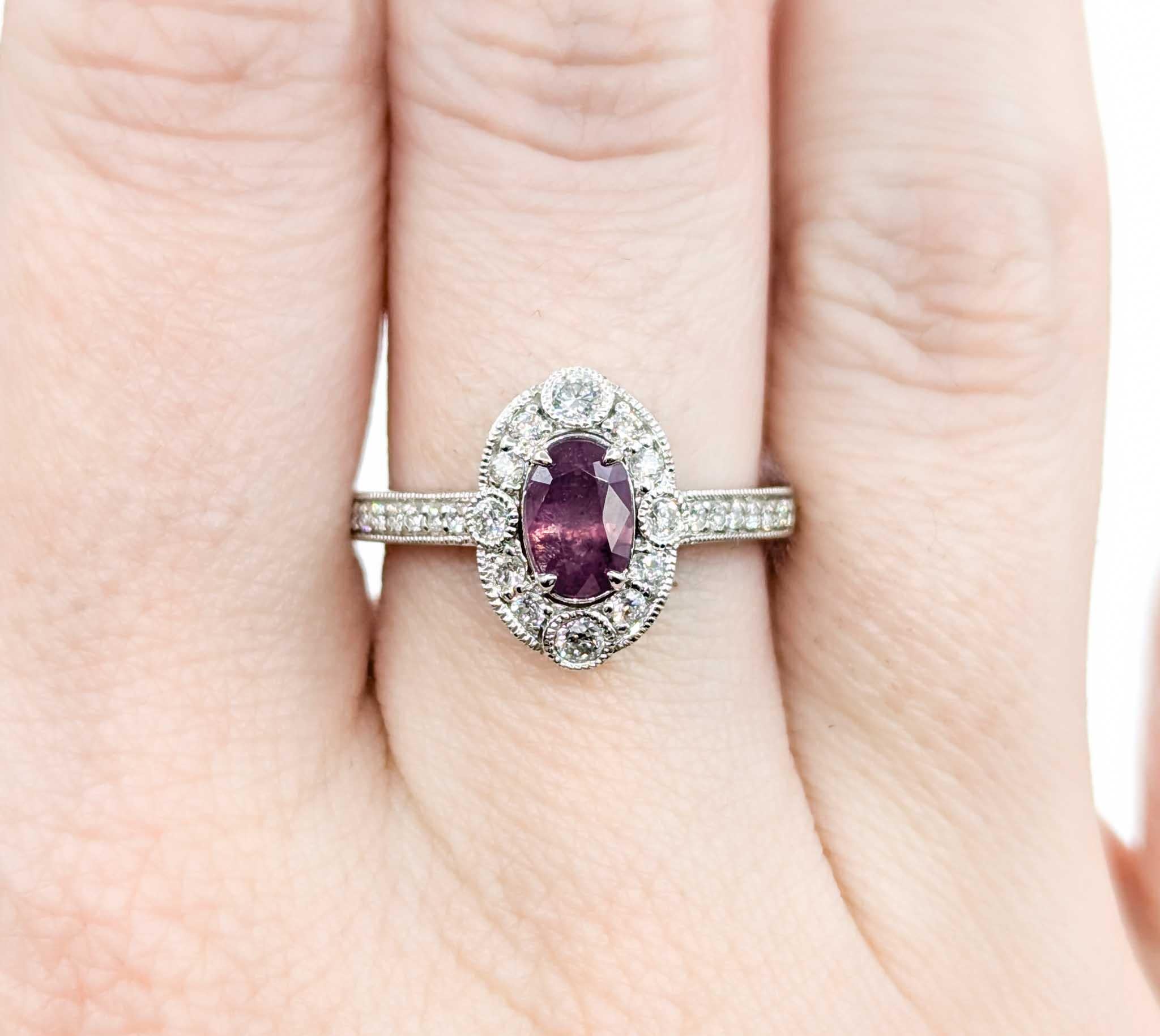 Rare Purple Unheated Kashmir Sapphire Ring in Platinum In Excellent Condition In Bloomington, MN