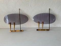 Rare Purple Lucite and Brass Pair of Sconces by Stilux Milano, 1950s, Italy