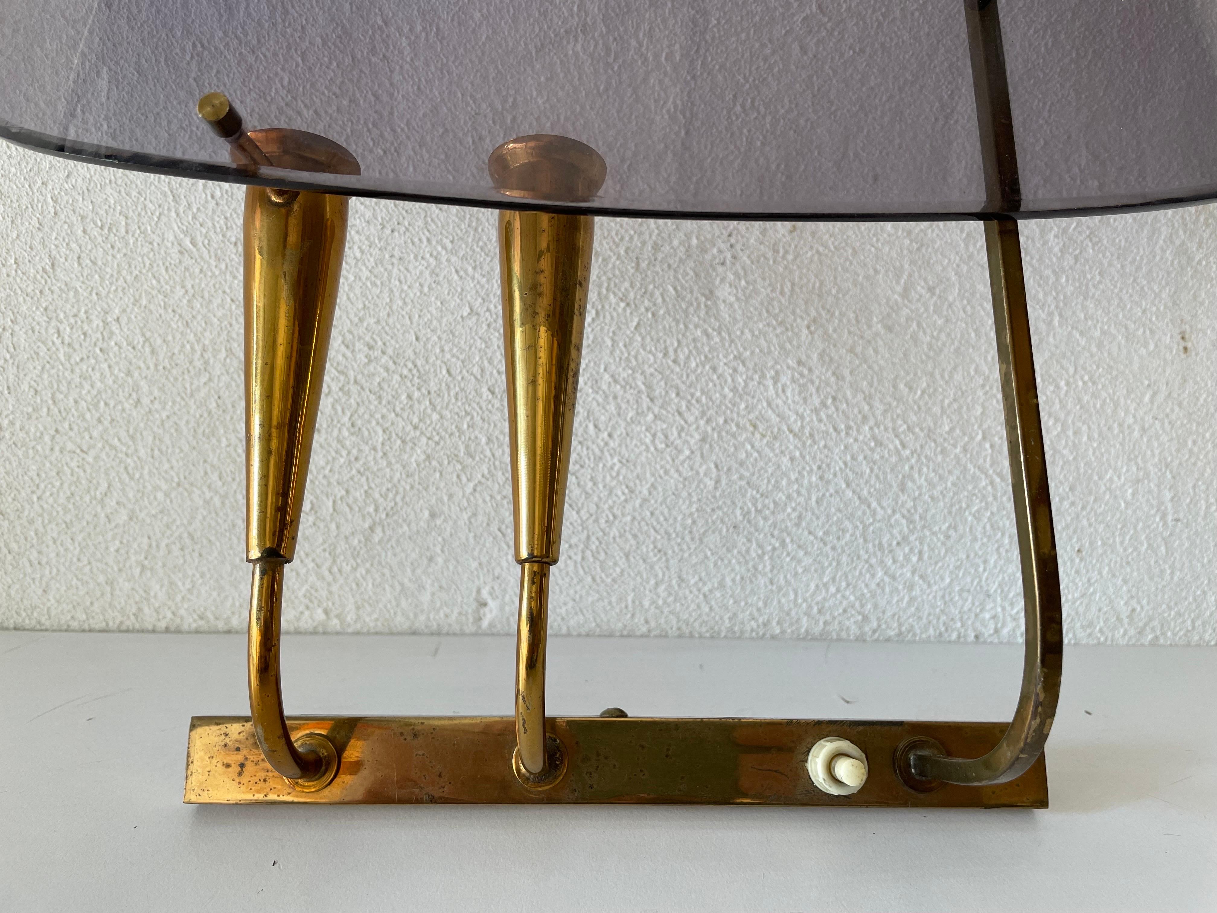 Italian Rare Purple Lucite and Brass Pair of Sconces by Stilux Milano, 1950s, Italy For Sale