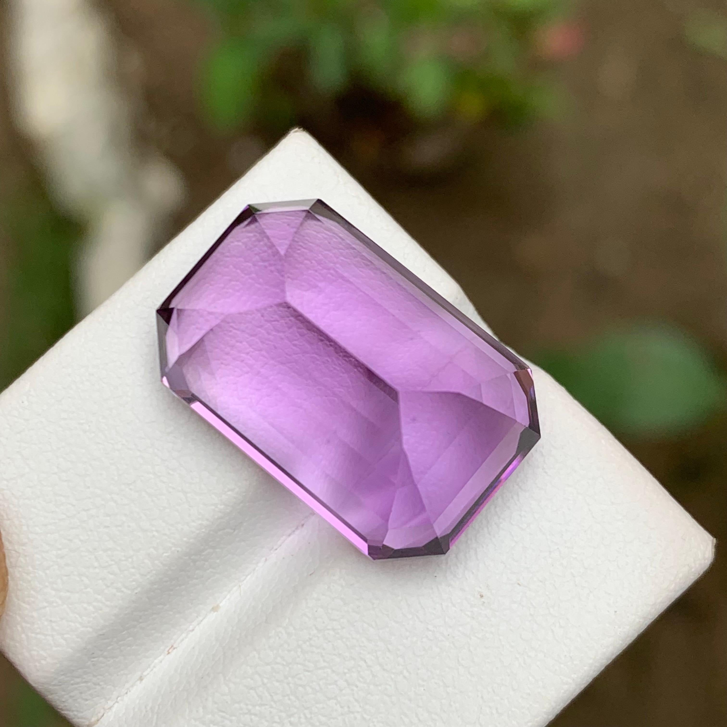Contemporary Rare Purple Natural Amethyst Gemstone, 27.30 Ct Emerald Cut for Pendant Jewelry For Sale