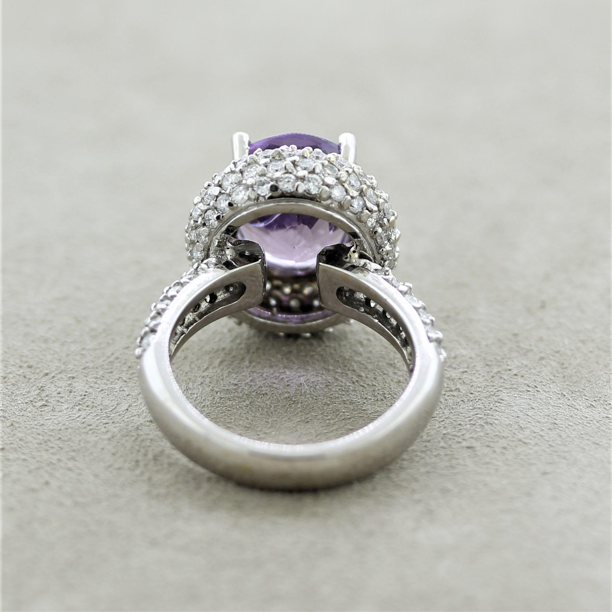Mixed Cut Rare Purple Paraiba Tourmaline Diamond Gold Ring For Sale