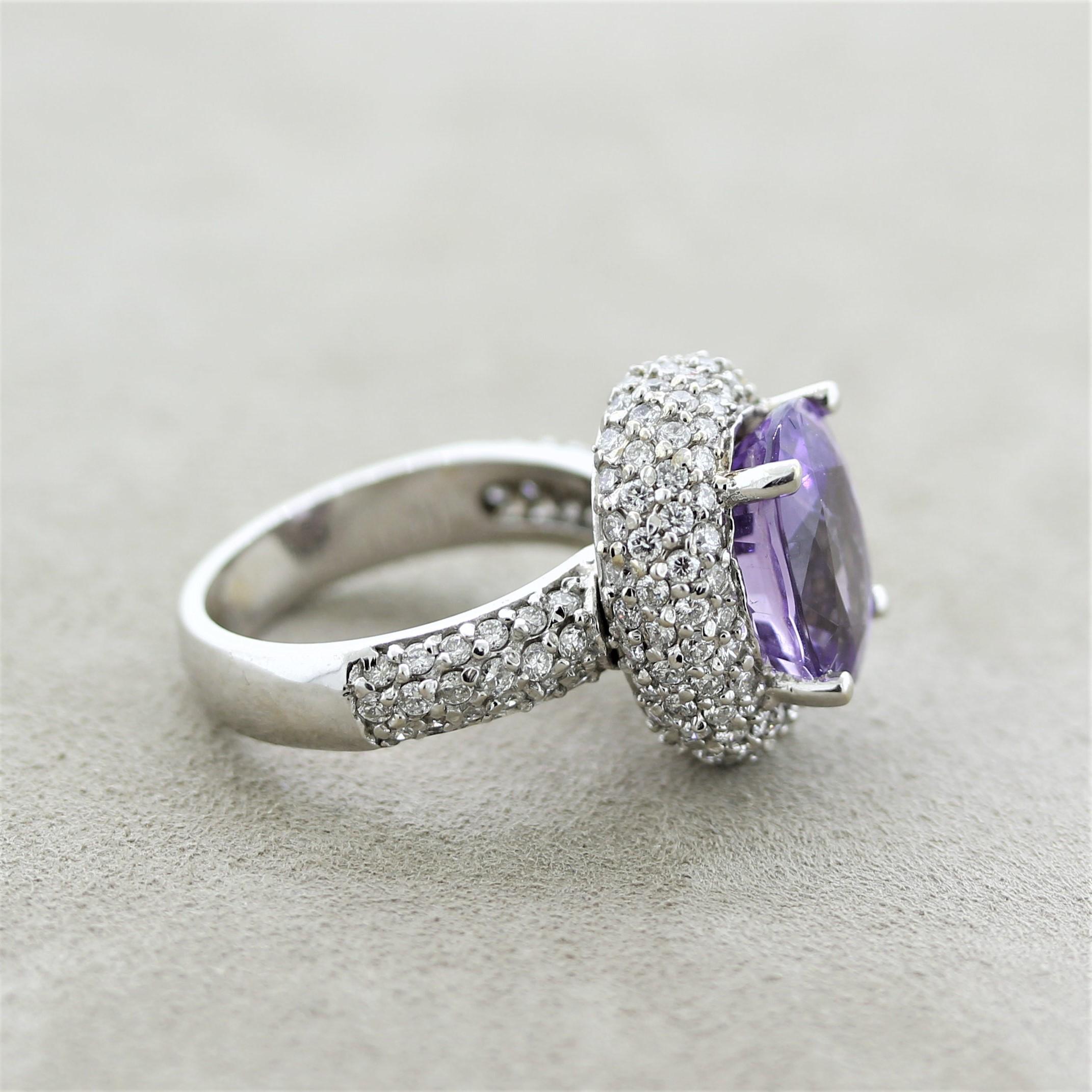 Rare Purple Paraiba Tourmaline Diamond Gold Ring In New Condition For Sale In Beverly Hills, CA