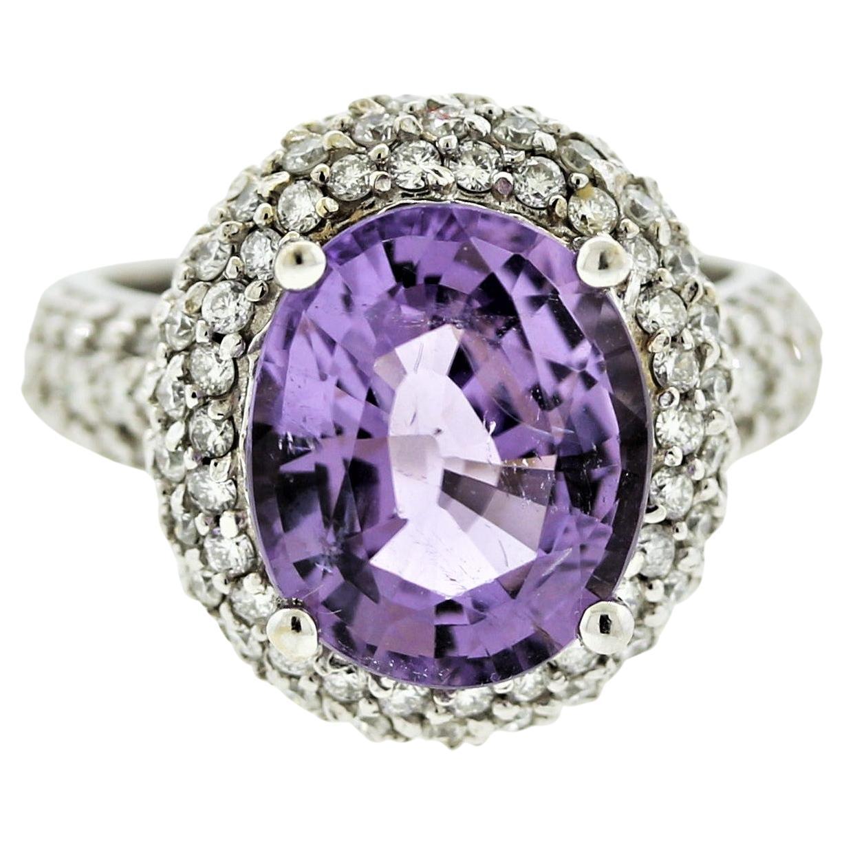 Rare Purple Paraiba Tourmaline Diamond Gold Ring For Sale