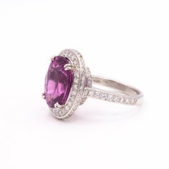 Rare Purple-Pink Tourmaline and Diamond Ring