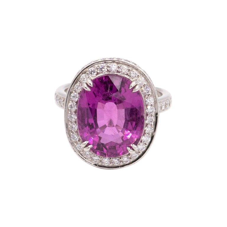 Rare Purple-Pink Tourmaline and Diamond Ring