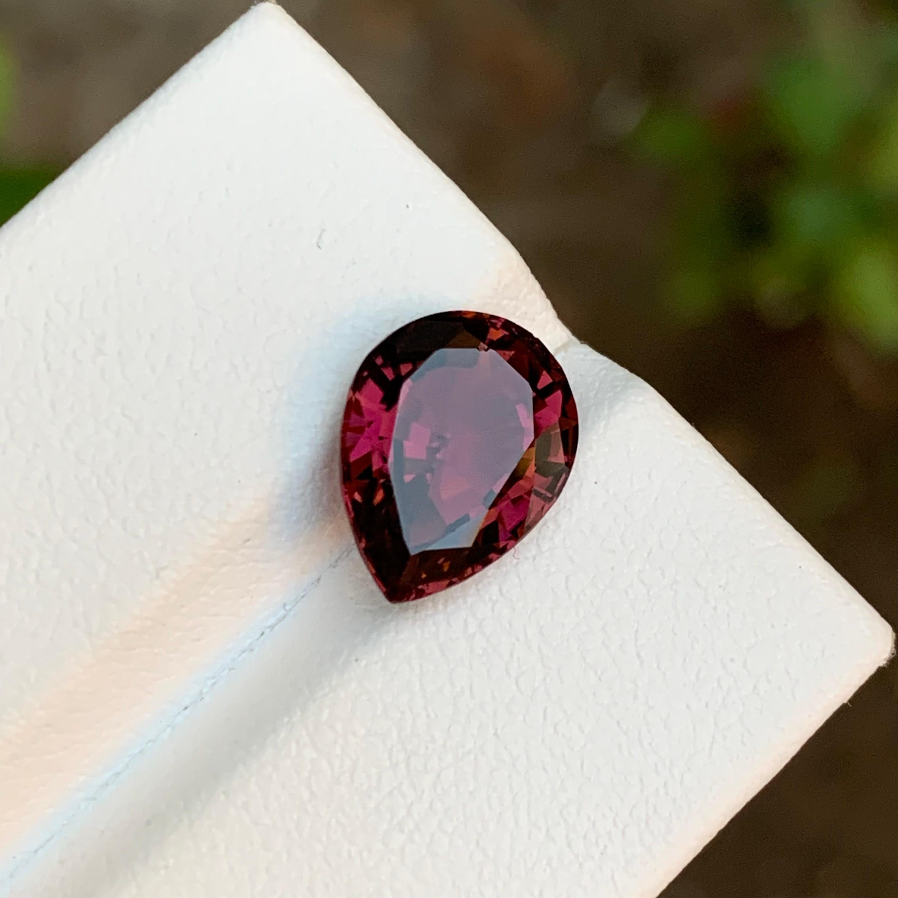 Rare Purplish Deep Pink Tourmaline Gemstone, 3.50 Ct Pear Shape-Necklace Jewelry For Sale 4