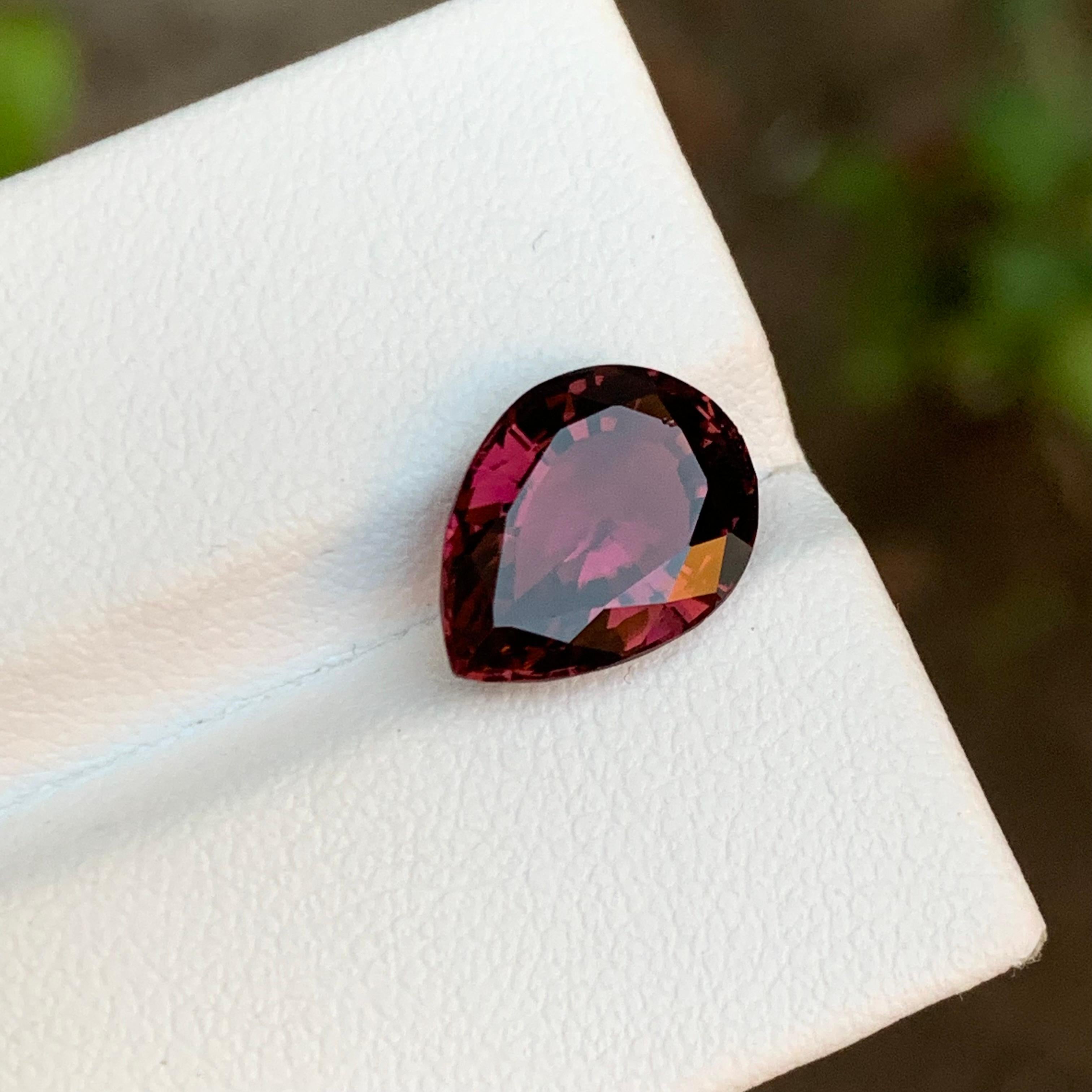 Contemporary Rare Purplish Deep Pink Tourmaline Gemstone, 3.50 Ct Pear Shape-Necklace Jewelry For Sale