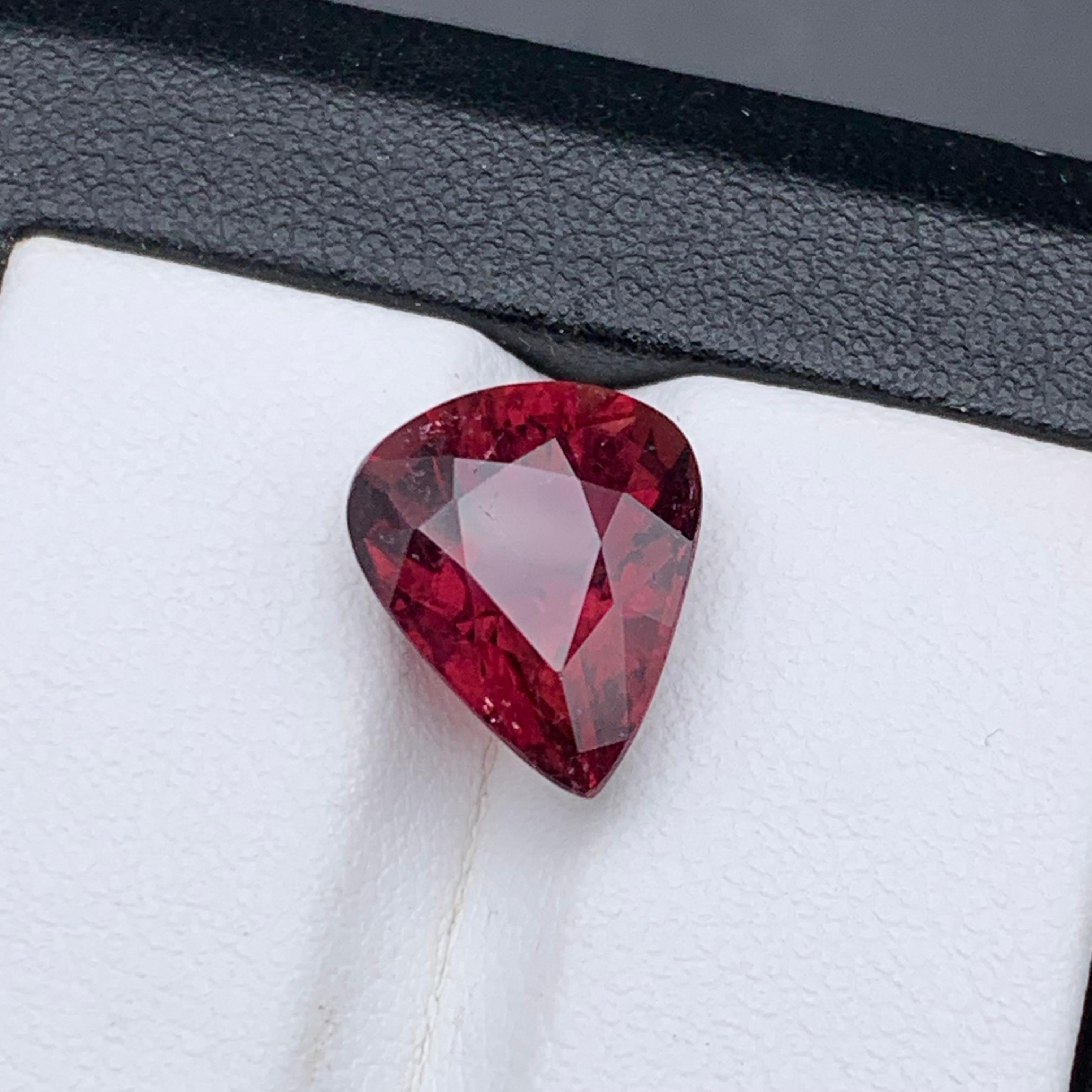 GEMSTONE TYPE: Tourmaline
PIECE(S): 1
WEIGHT: 5.10 Carats
SHAPE: Pear 
SIZE (MM): 12.42 x 10.31 x 7.60
COLOR: Purplish Deep Pink
CLARITY: Slightly Included 
TREATMENT: Heated
ORIGIN: Africa
CERTIFICATE: On demand
(if you require a certificate,